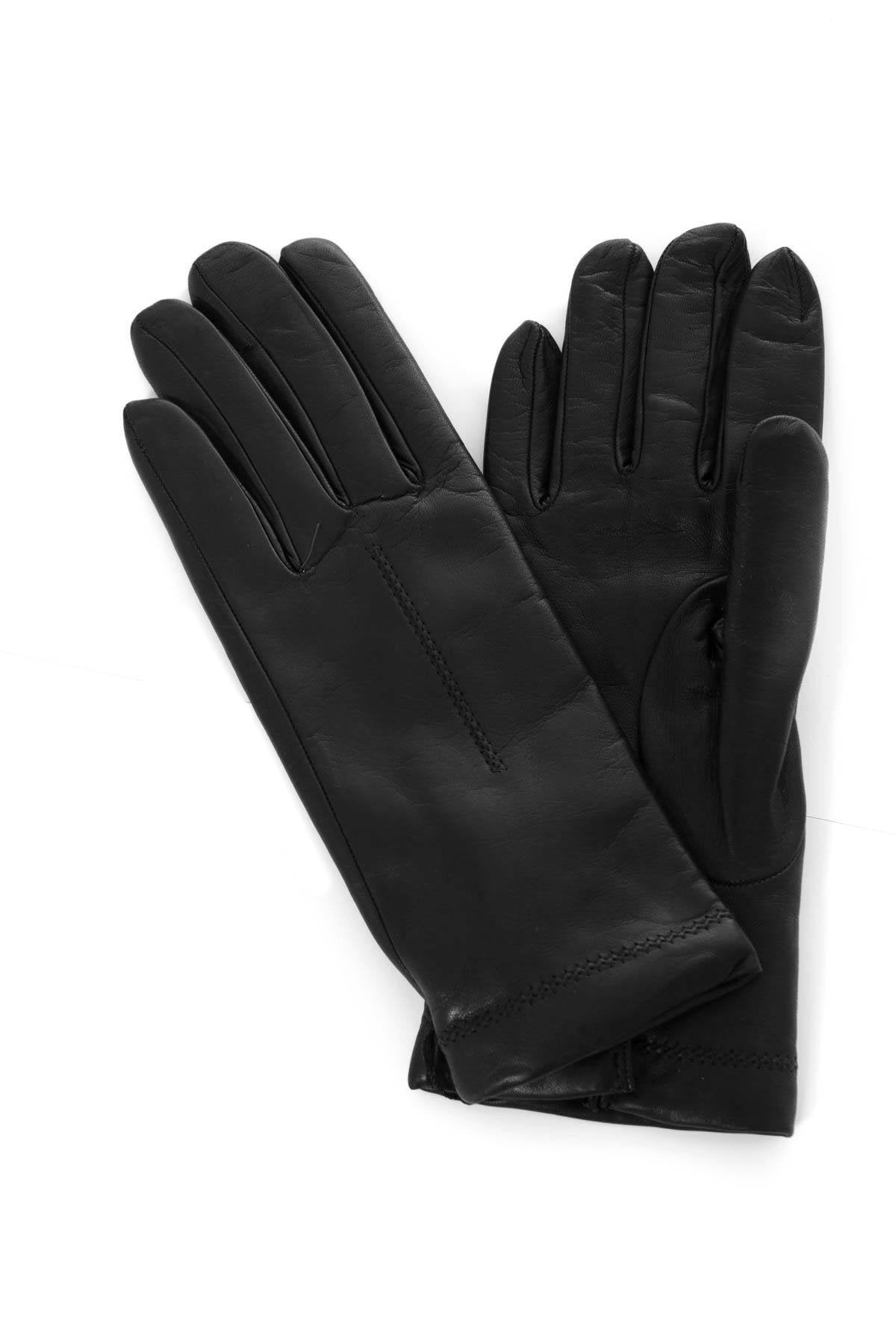  Women's black leather gloves - Image n°2