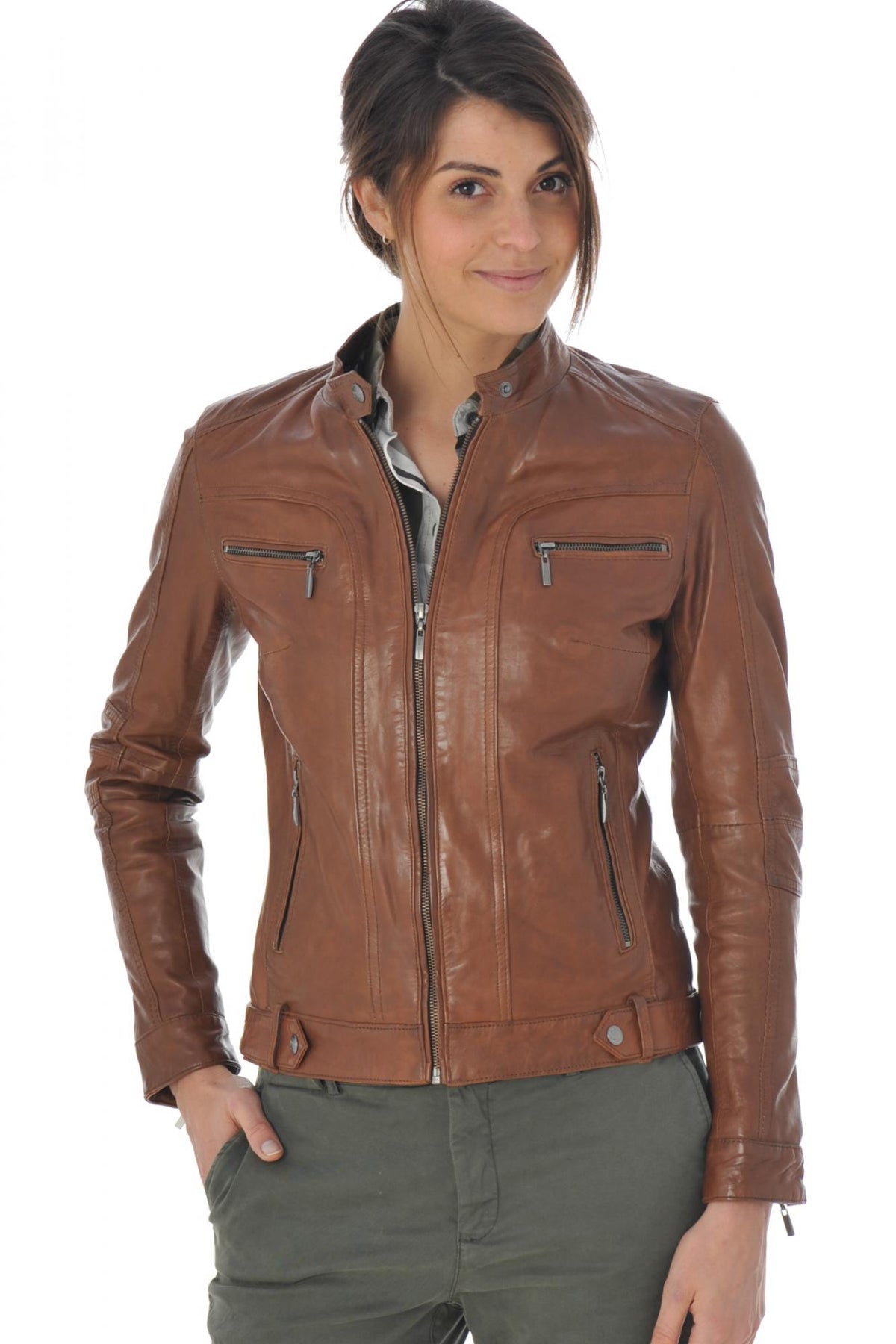  Women's biker collar jacket - Image n°1