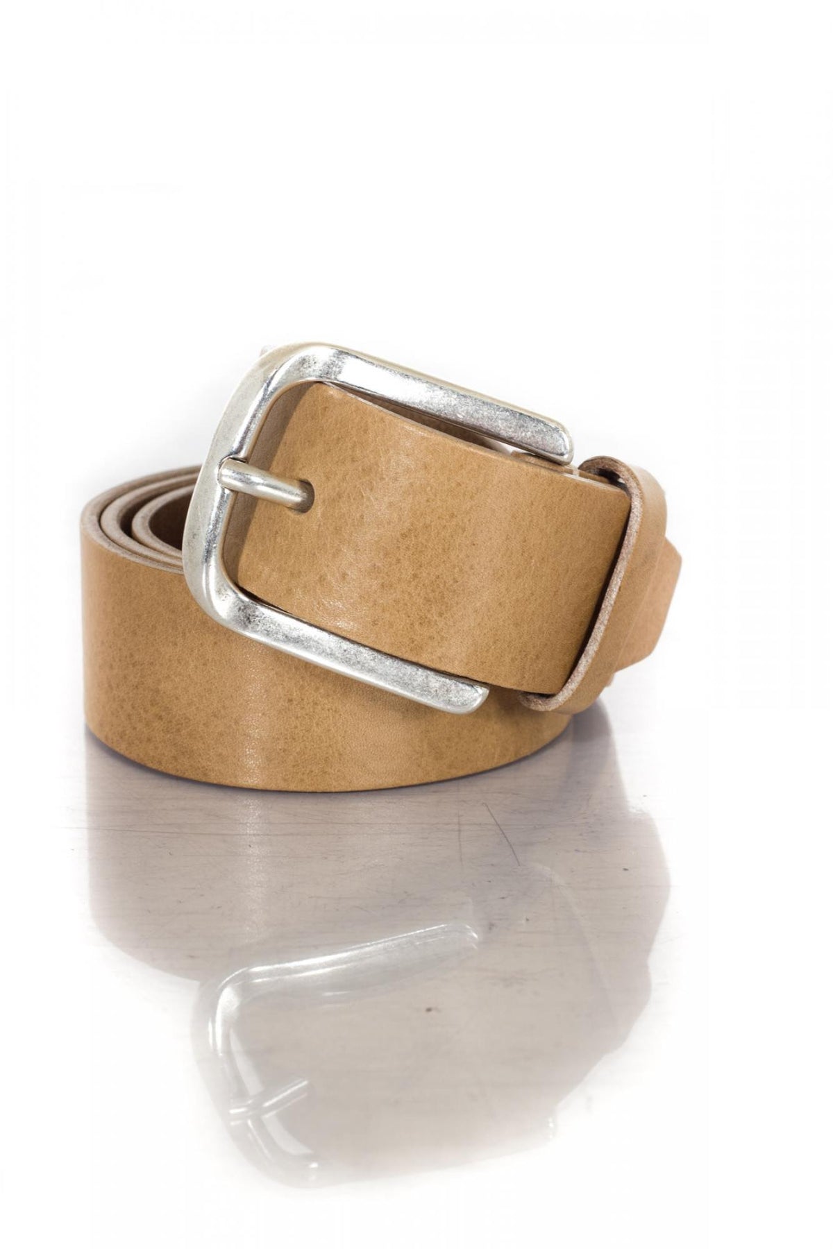 Vanzetti men's belt in beige leather - Image n°1