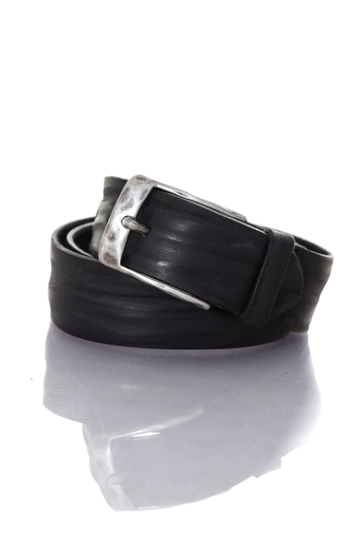 Distressed black leather belt - Image n°1