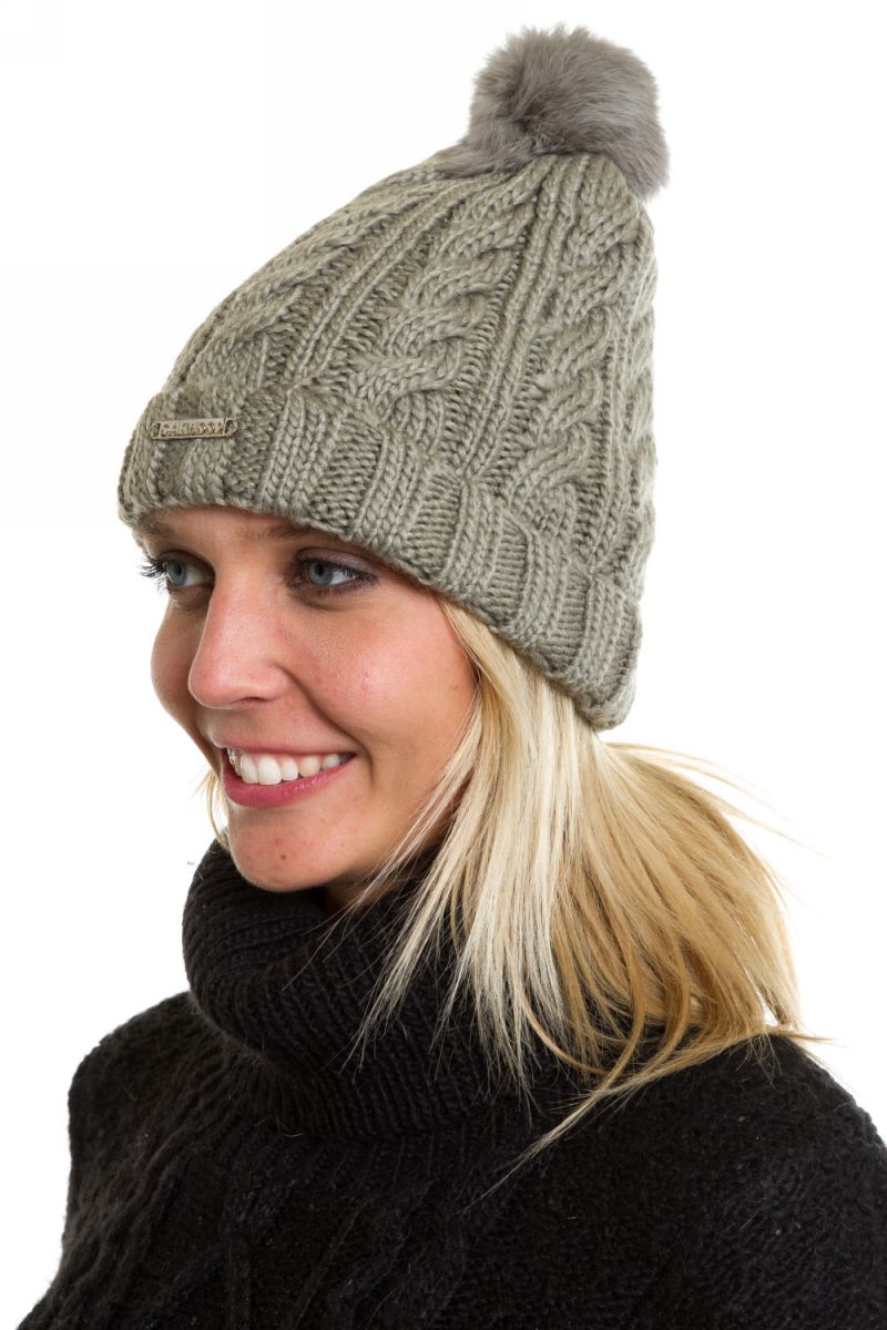 Women's pale green acrylic beanie Oakwood - Image n°1