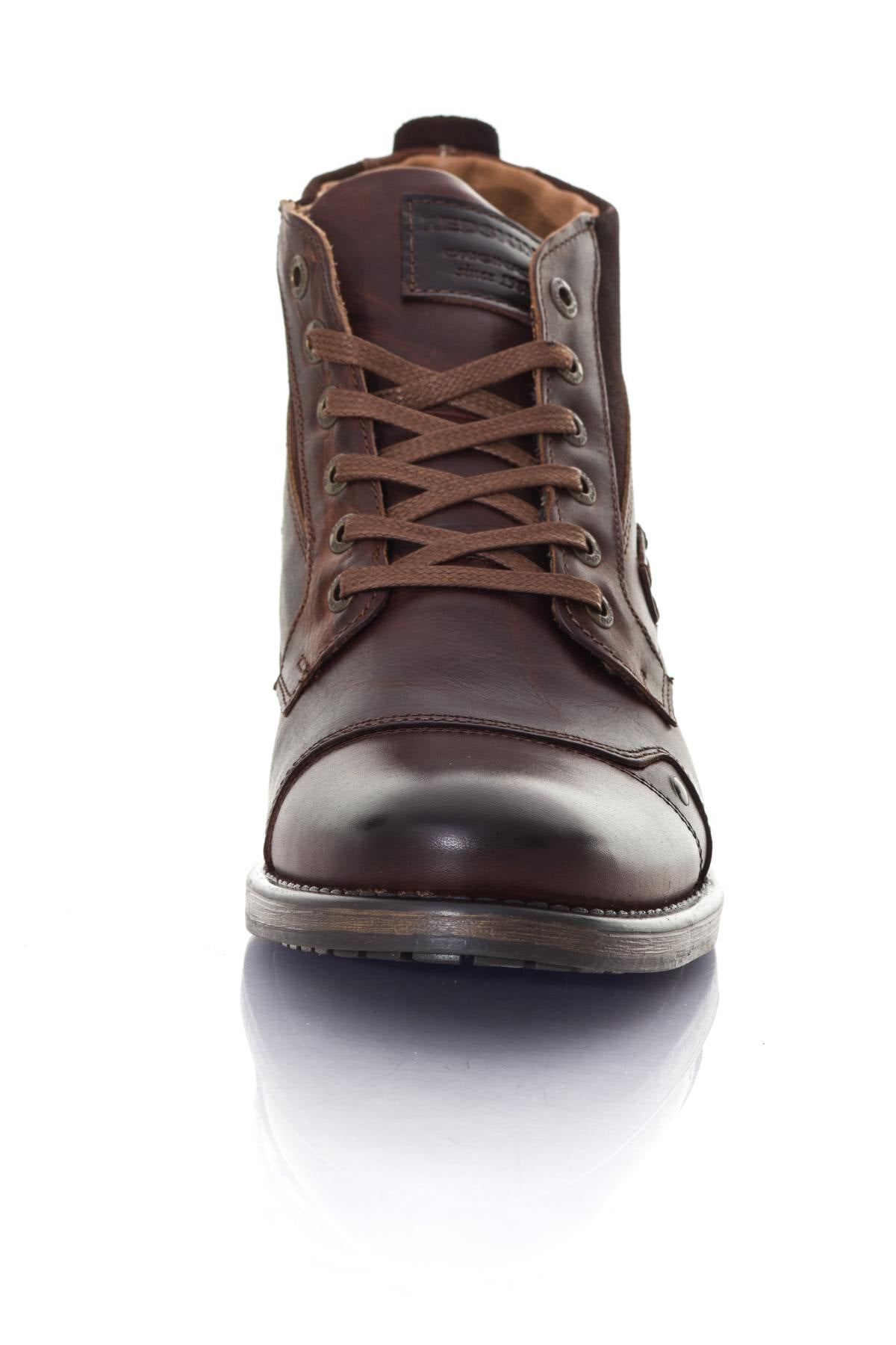 Cognac brown leather ankle boots - Image n°5