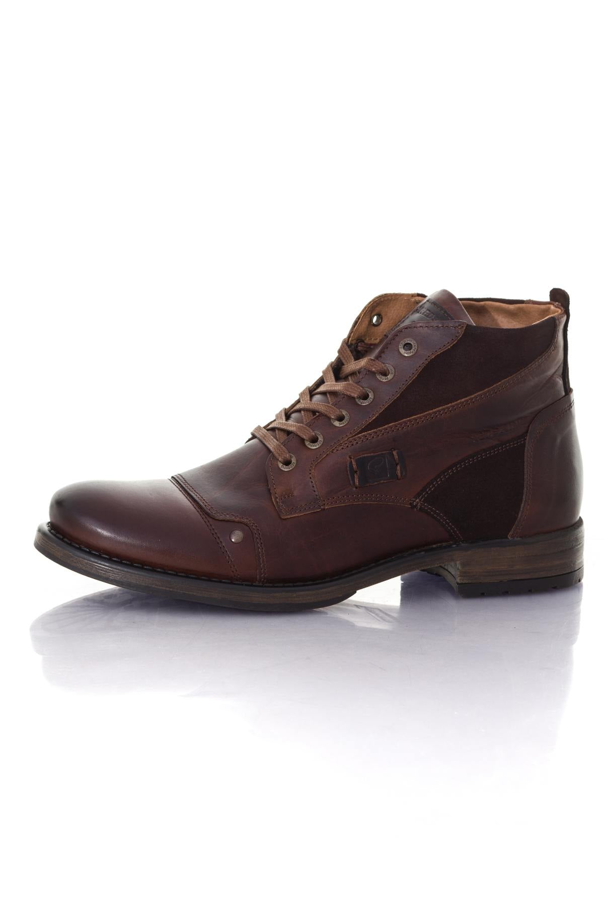 Cognac brown leather ankle boots - Image n°7