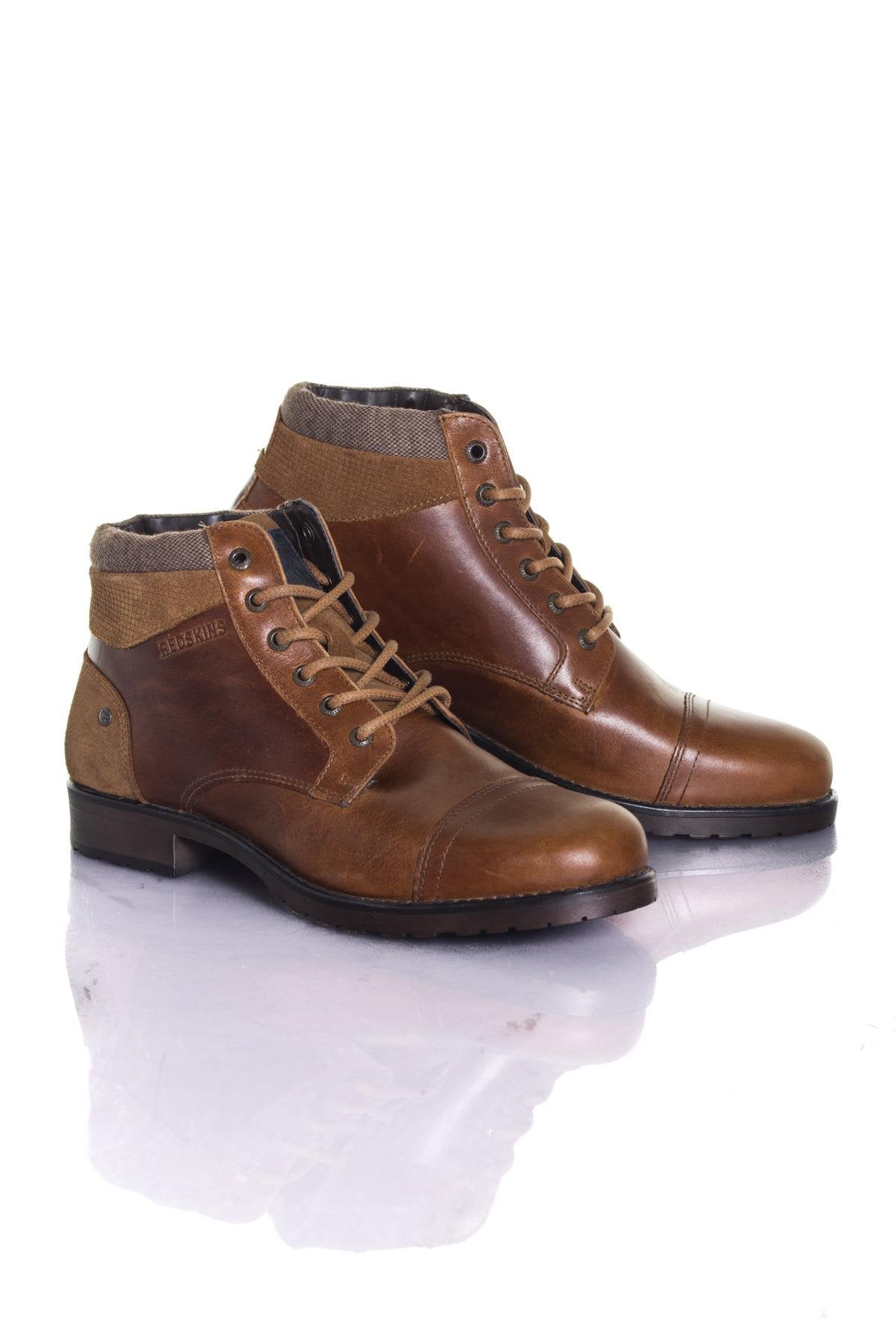 Redskins men's cognac leather boots - Image n°1