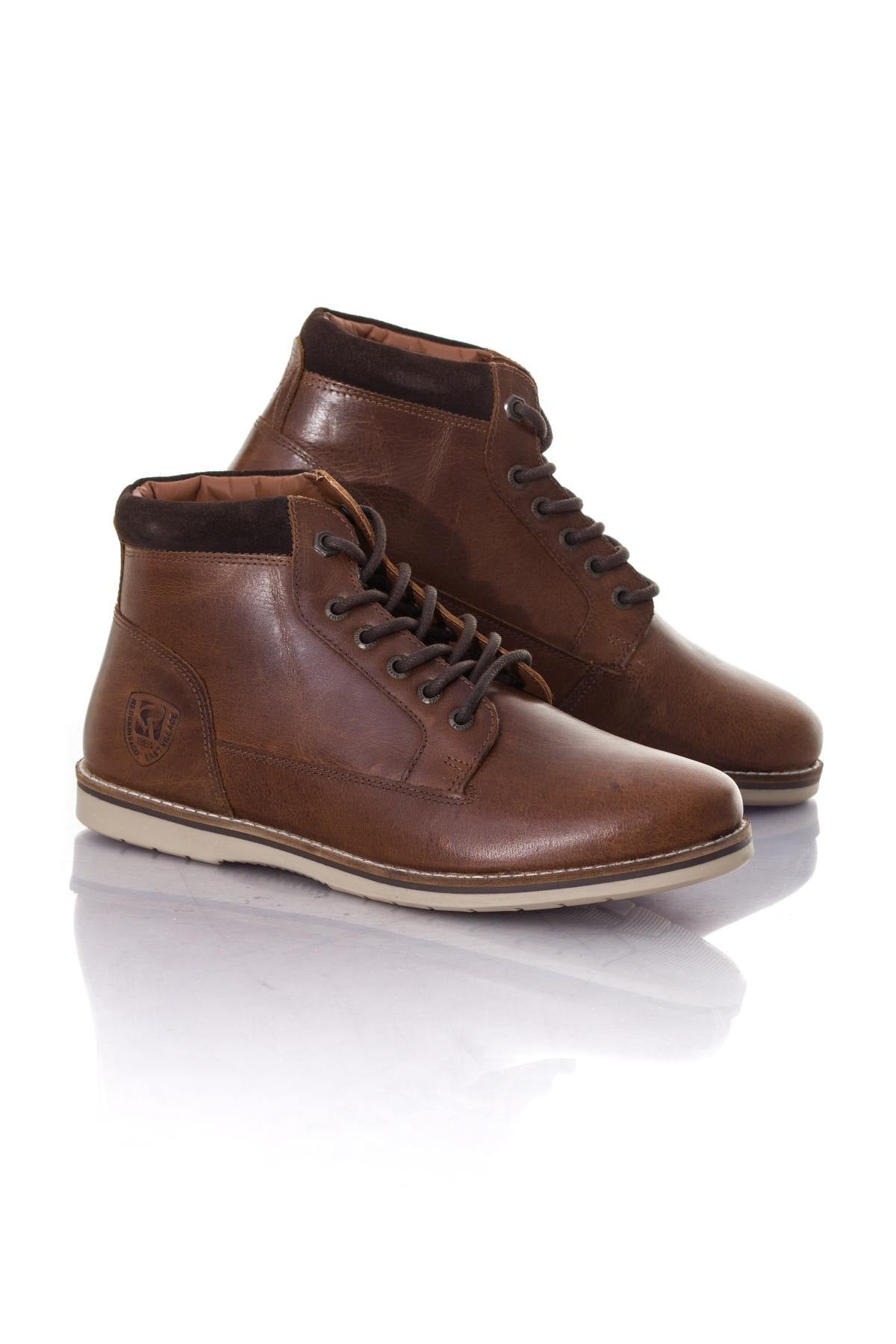  Men's brown leather ankle boots - Image n°1