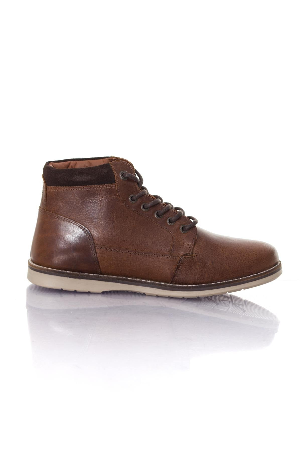  Men's brown leather ankle boots - Image n°2