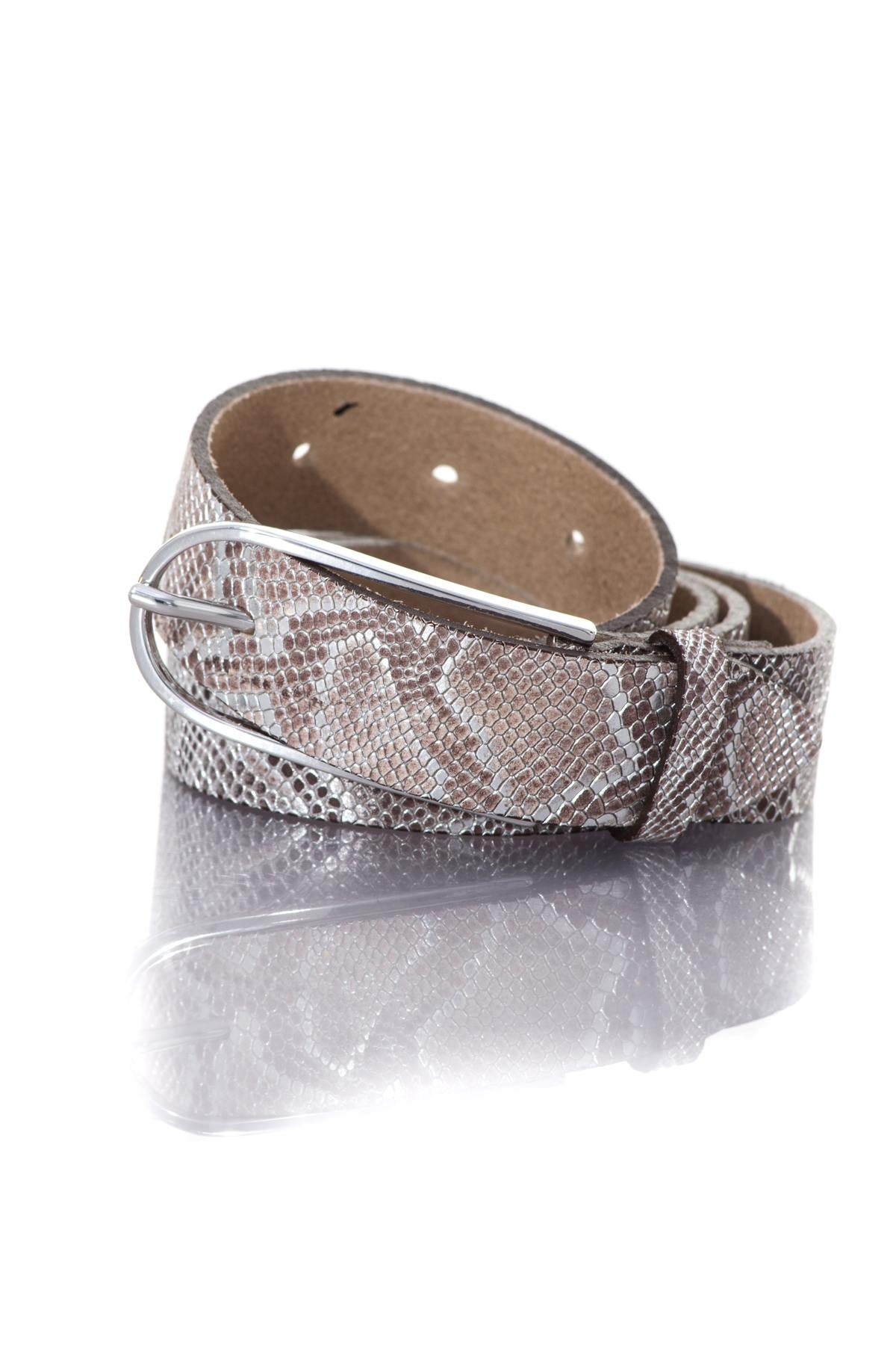 Women's metallic snakeskin effect belt - Image n°1