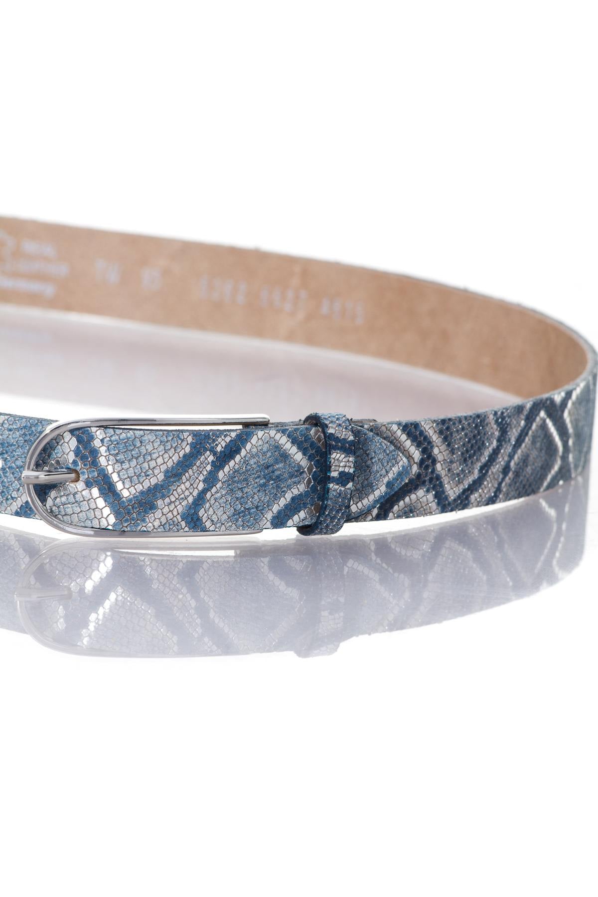 Women's blue snake effect belt - Image n°2