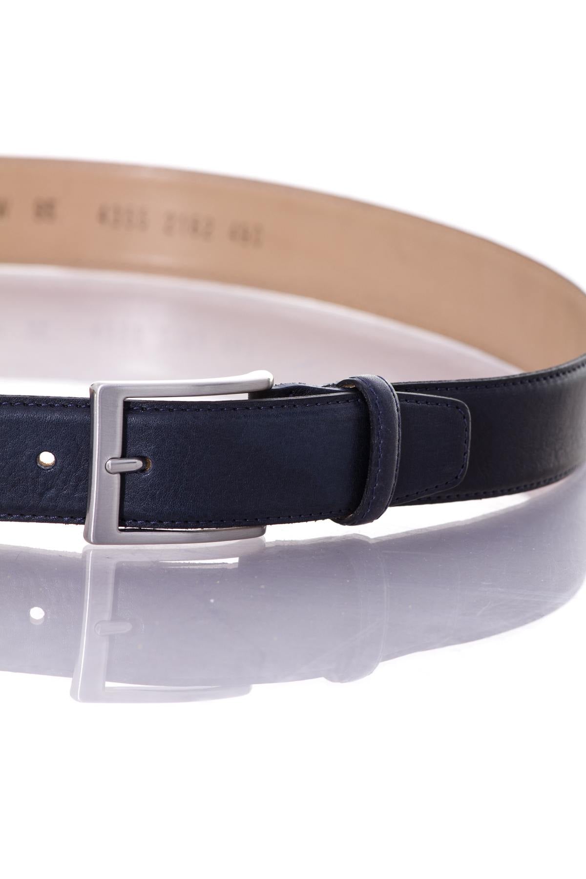 Men's blue leather belt - Image n°2