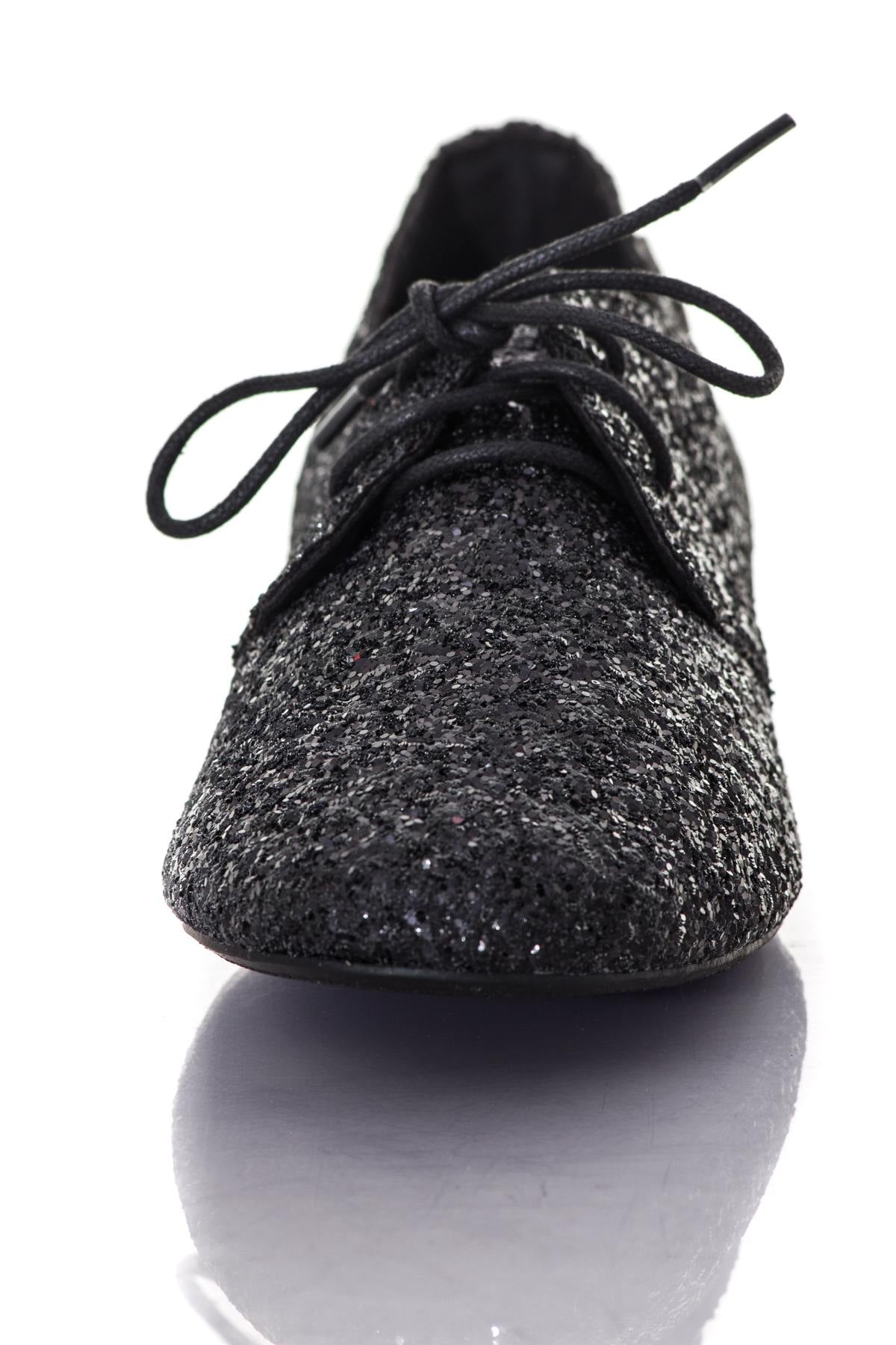 Women's black sequin derbies - Image n°5