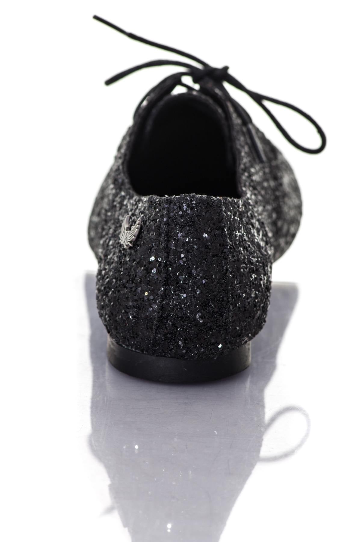 Women's black sequin derbies - Image n°6