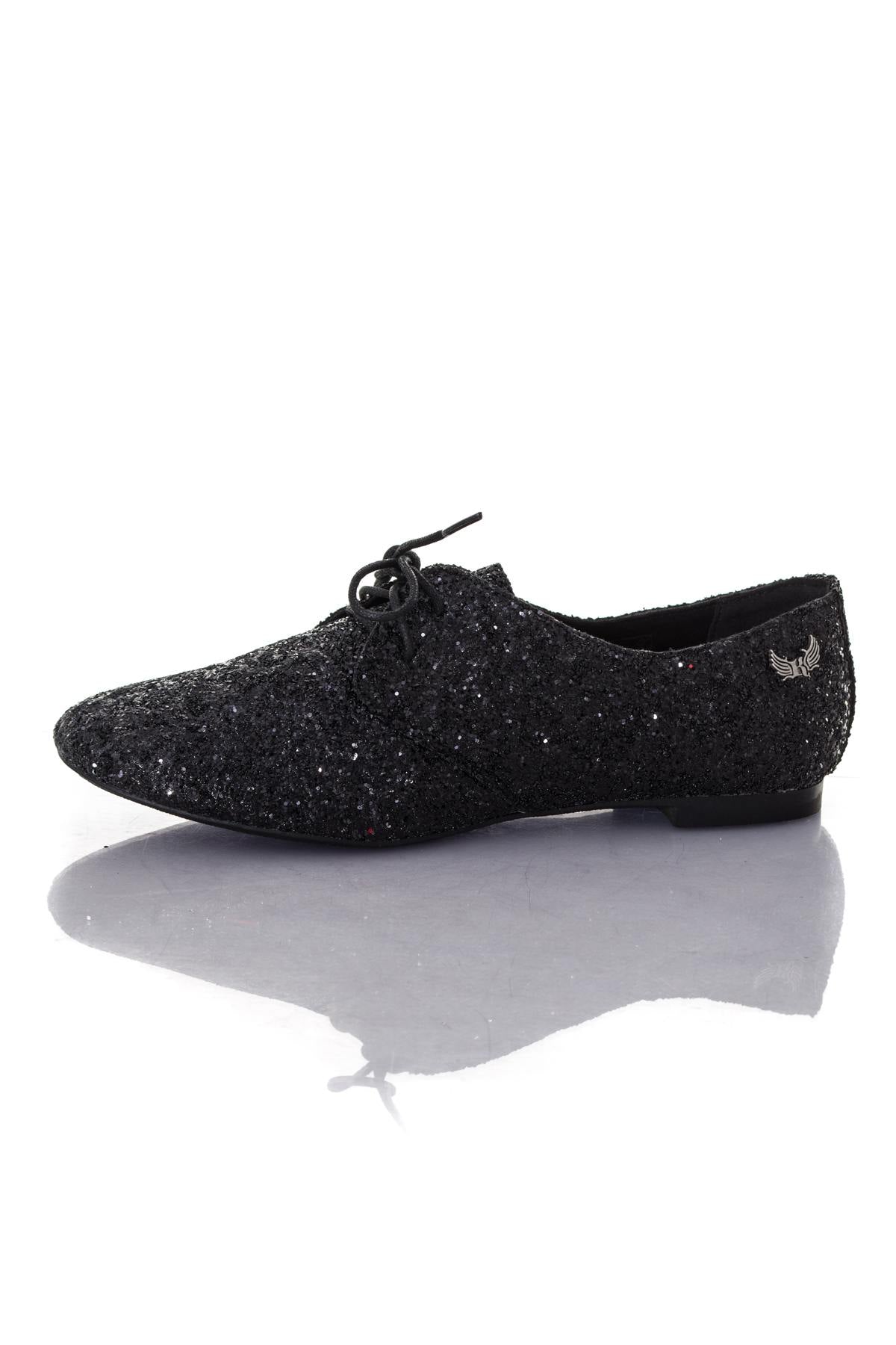 Women's black sequin derbies - Image n°7