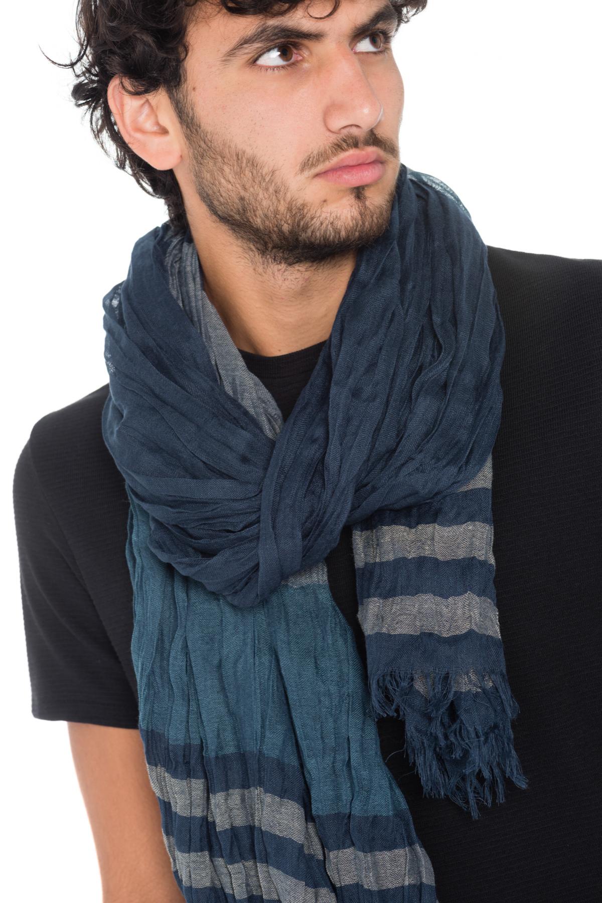 Kaporal men's blue crinkle effect scarf - Image n°2