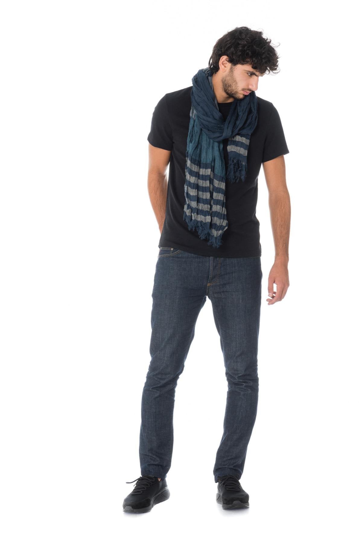 Kaporal men's blue crinkle effect scarf - Image n°3