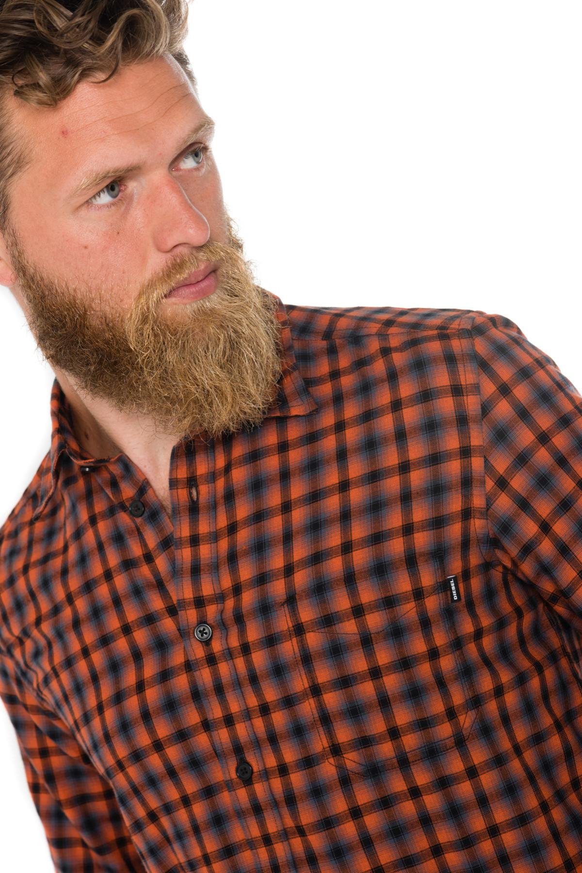 Diesel men's orange checked shirt - Image n°5