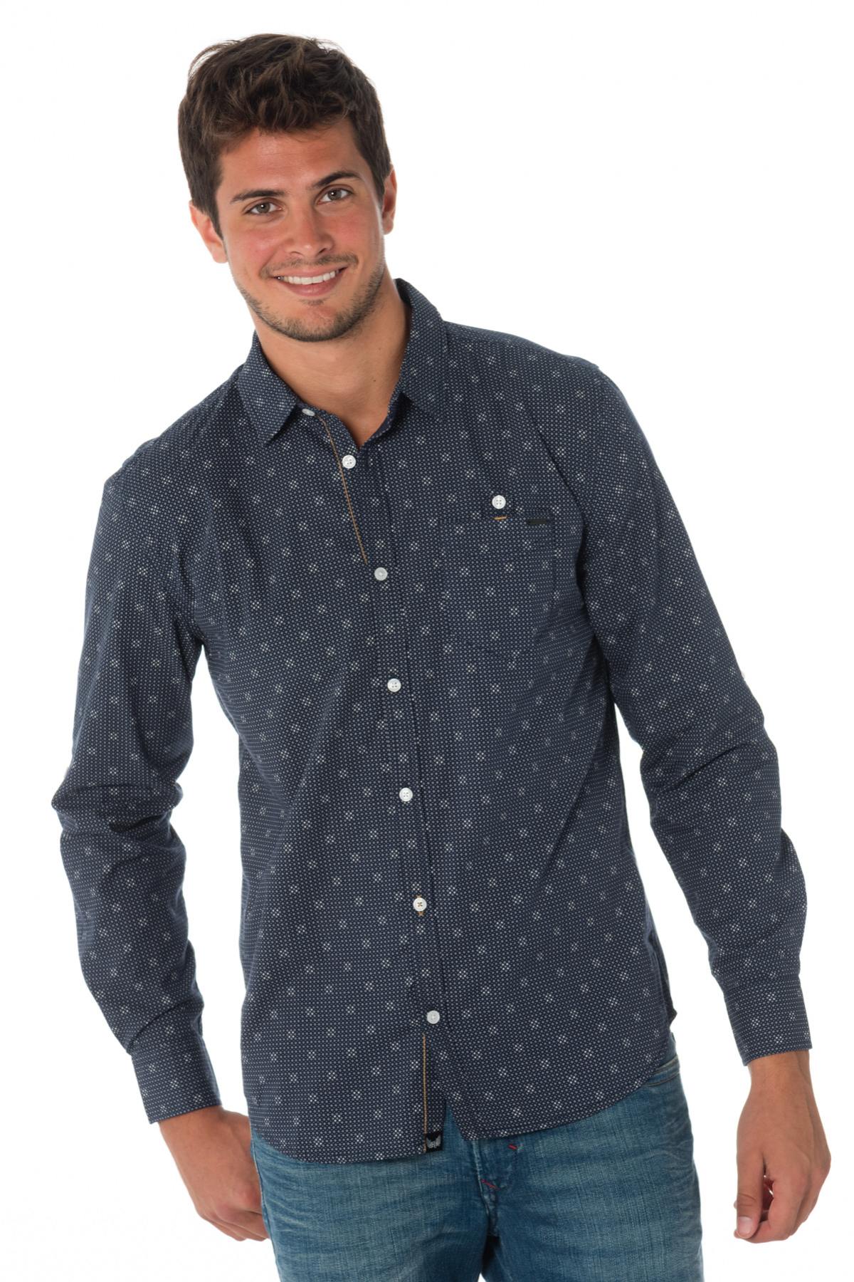 Kaporal men's blue shirt with white print - Image n°1