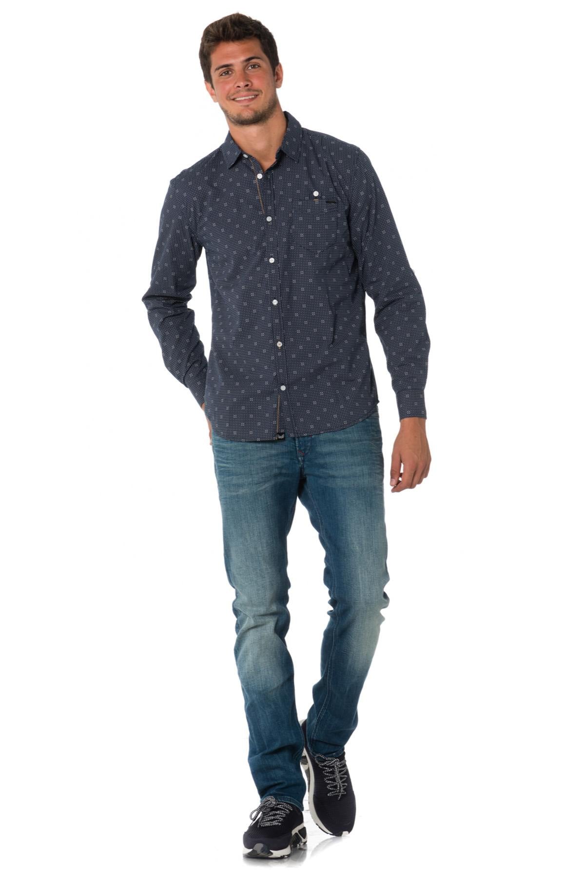 Kaporal men's blue shirt with white print - Image n°2