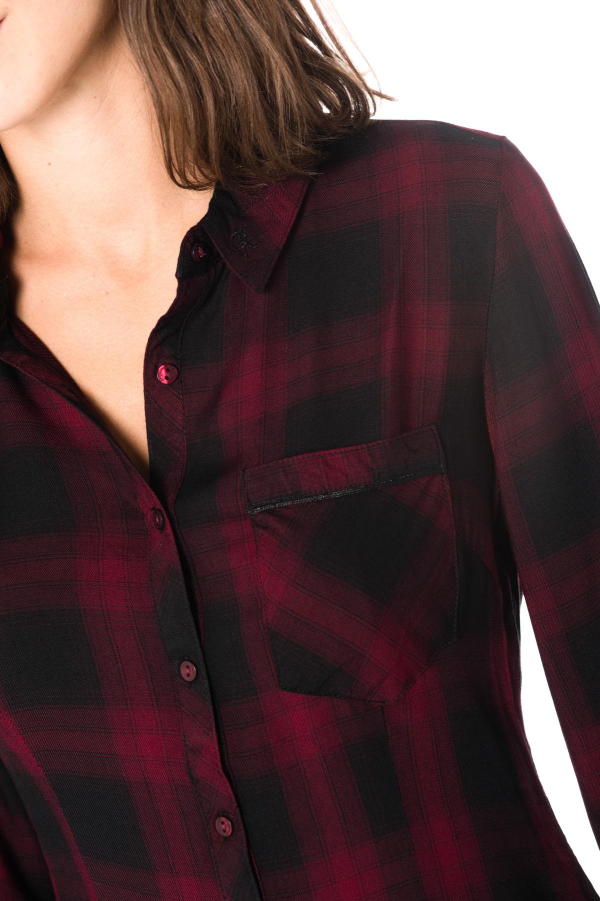 Burgundy checked shirt - Image n°4