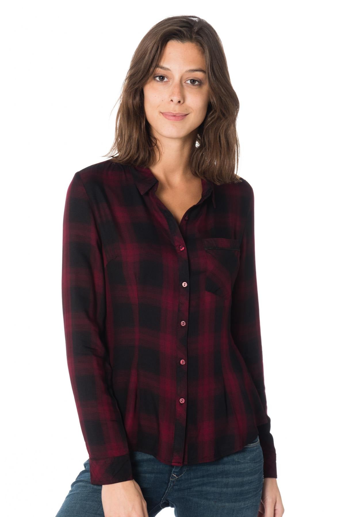 Burgundy checked shirt - Image n°1