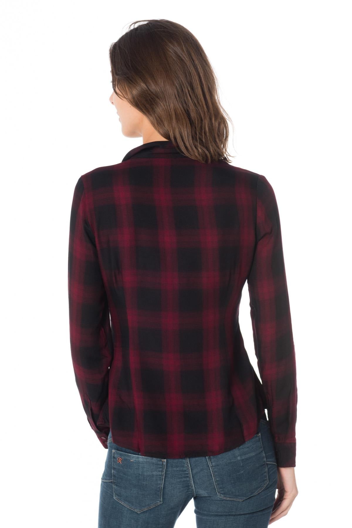 Burgundy checked shirt - Image n°3