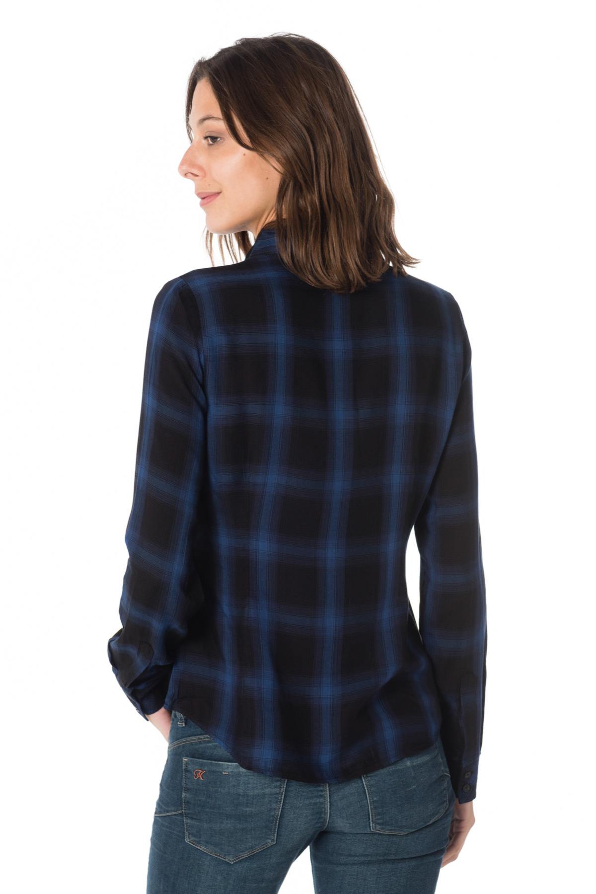 Kaporal women's blue check shirt - Image n°3