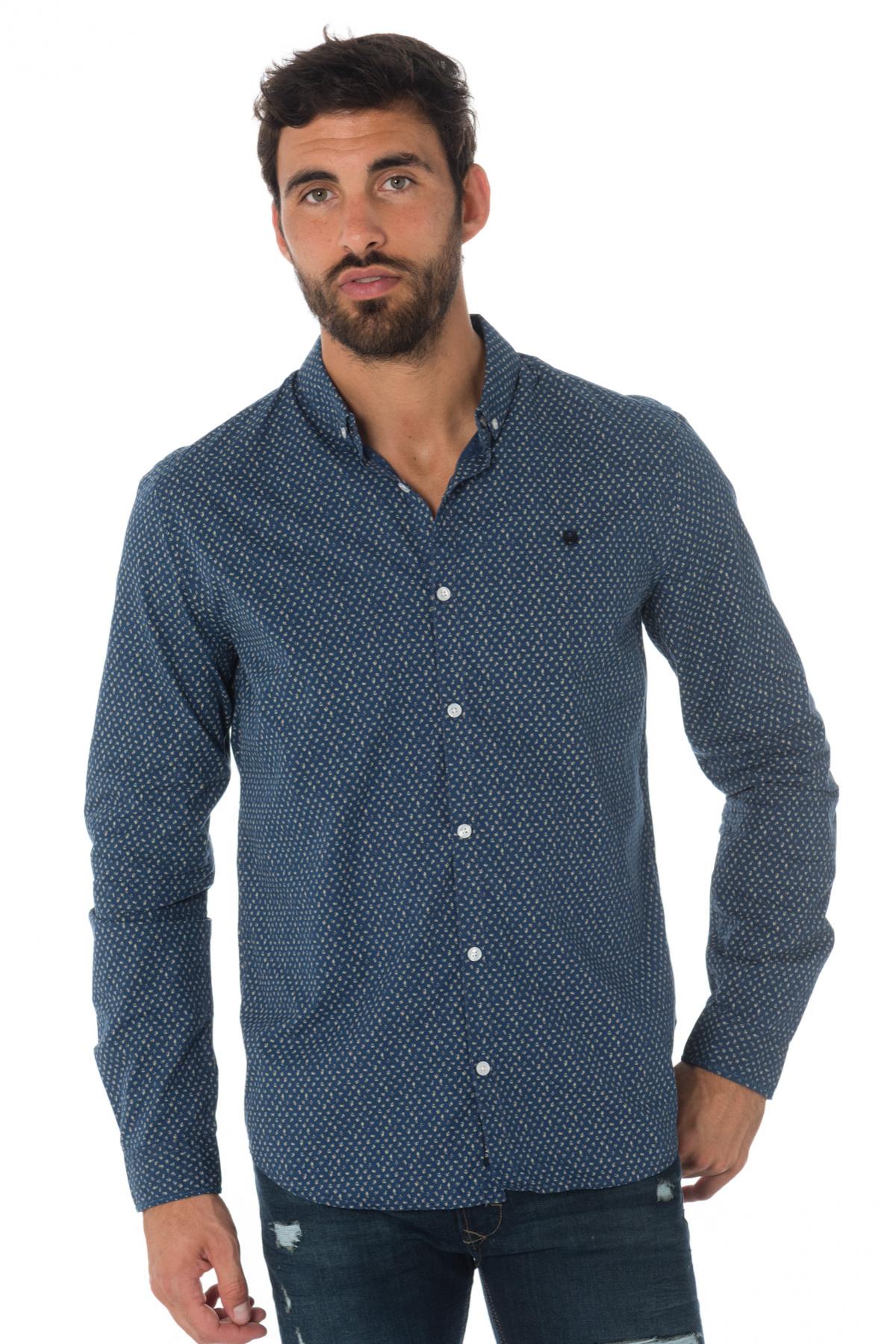 Kaporal men's blue all-over patterned shirt - Image n°1