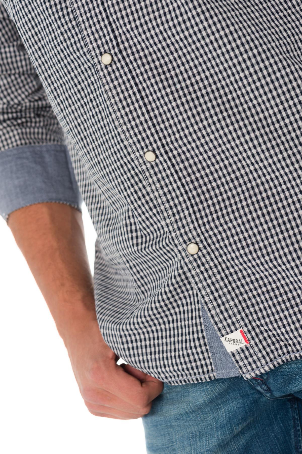 Kaporal men's shirt with small navy blue checks - Image n°5