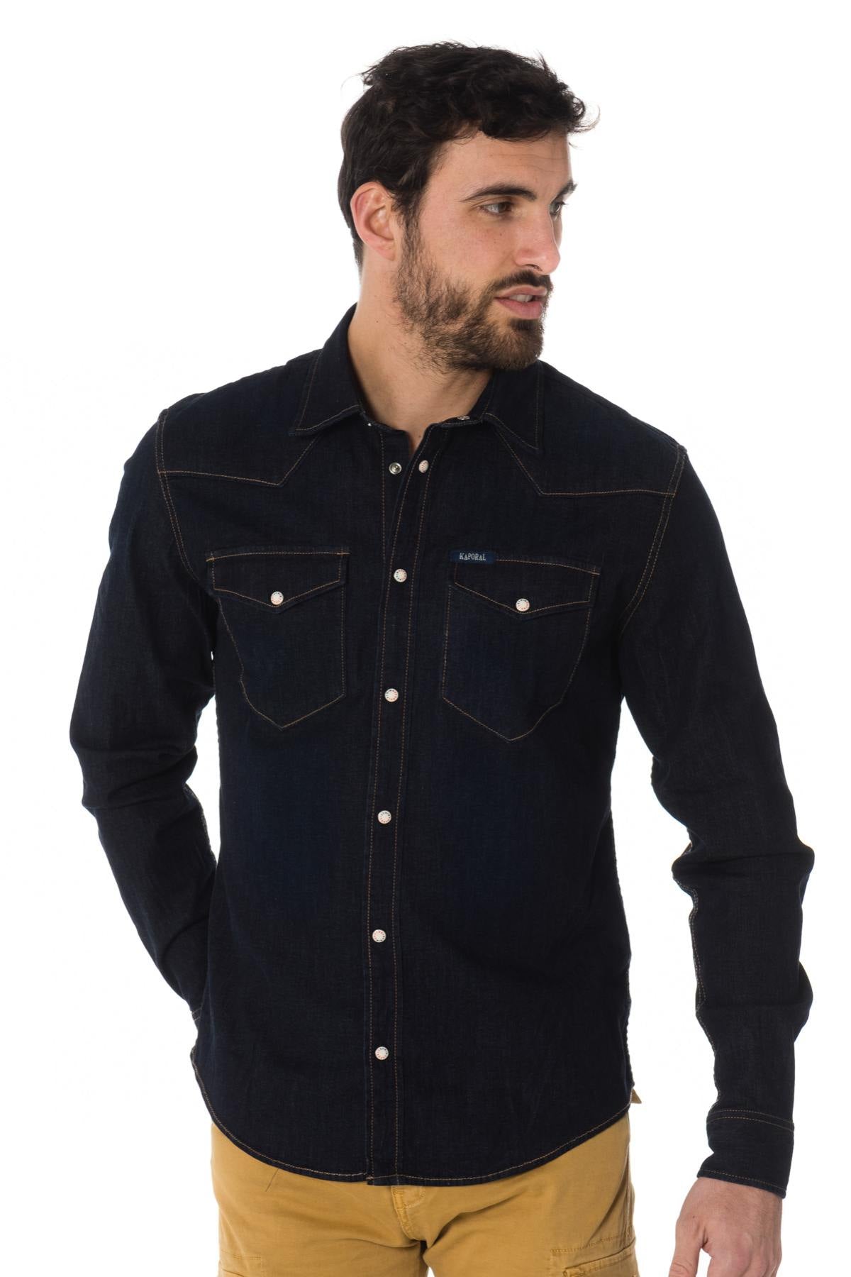 Men's raw blue denim shirt - Image n°1