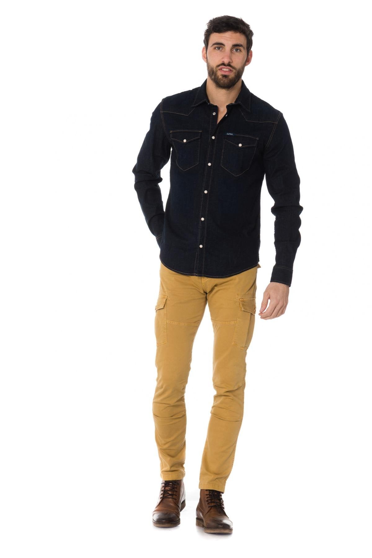 Men's raw blue denim shirt - Image n°2