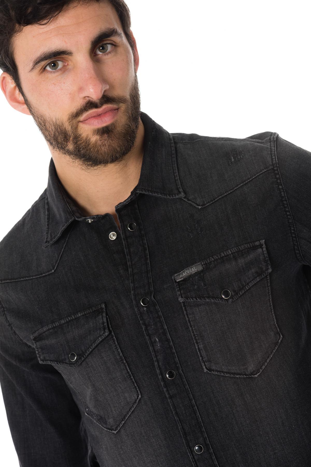 Men's used black denim shirt - Image n°4