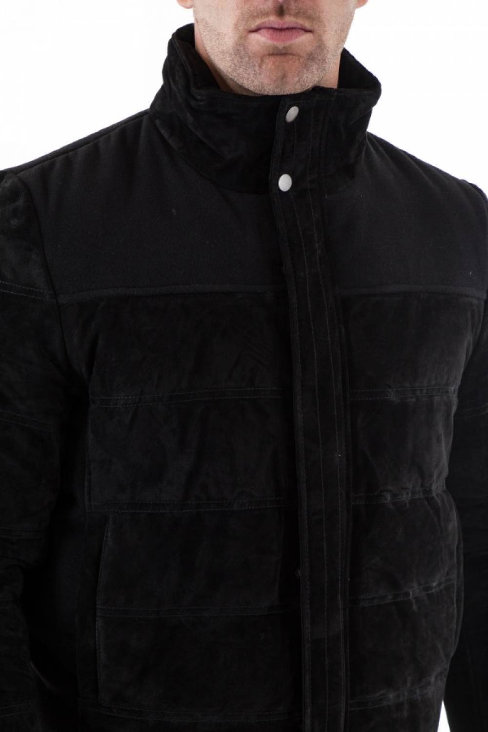 Black bi-material men's down jacket for men - Image n°2