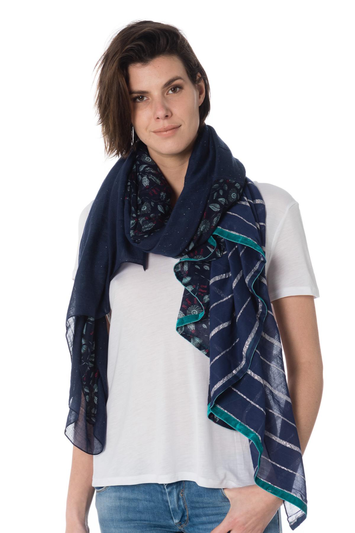 Women's navy blue scarf - Image n°1