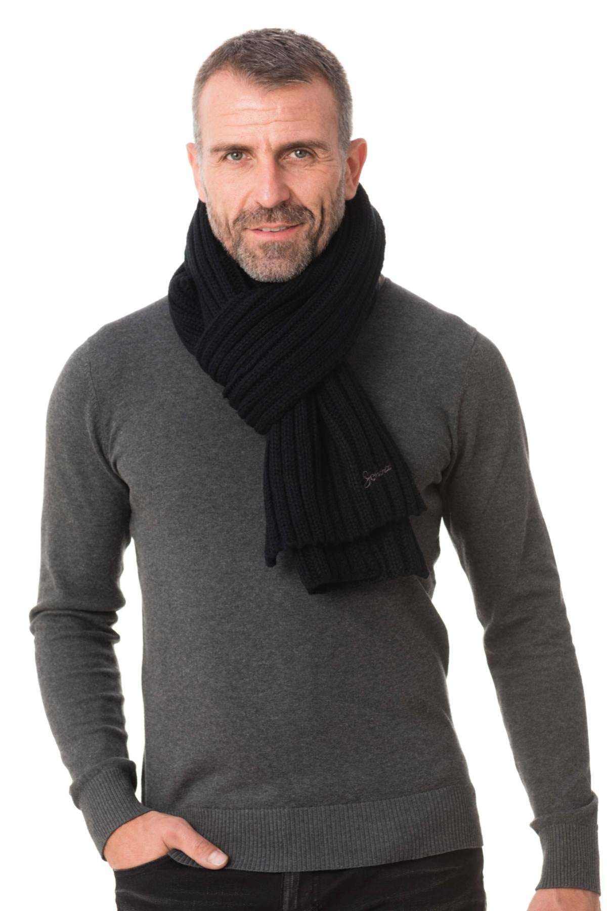 Men's black acrylic scarf - Image n°1