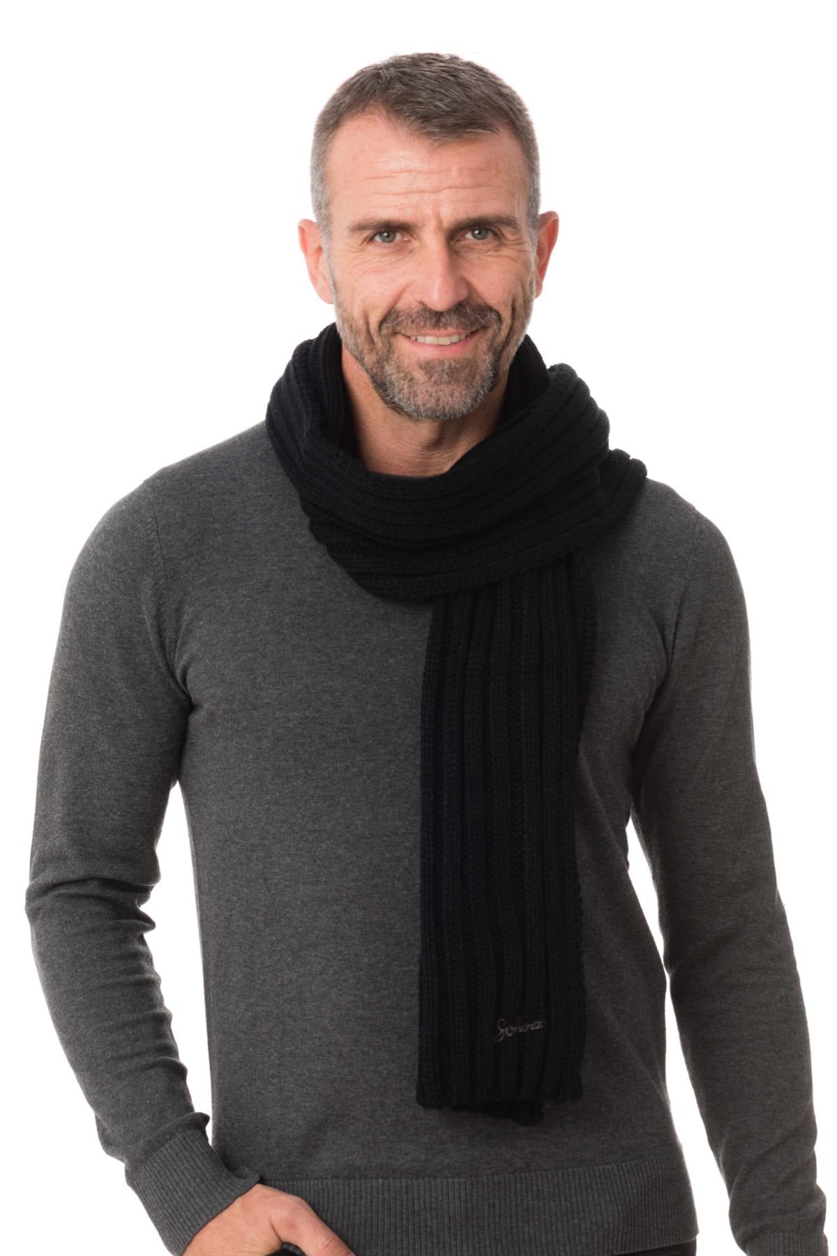 Men's black acrylic scarf - Image n°3