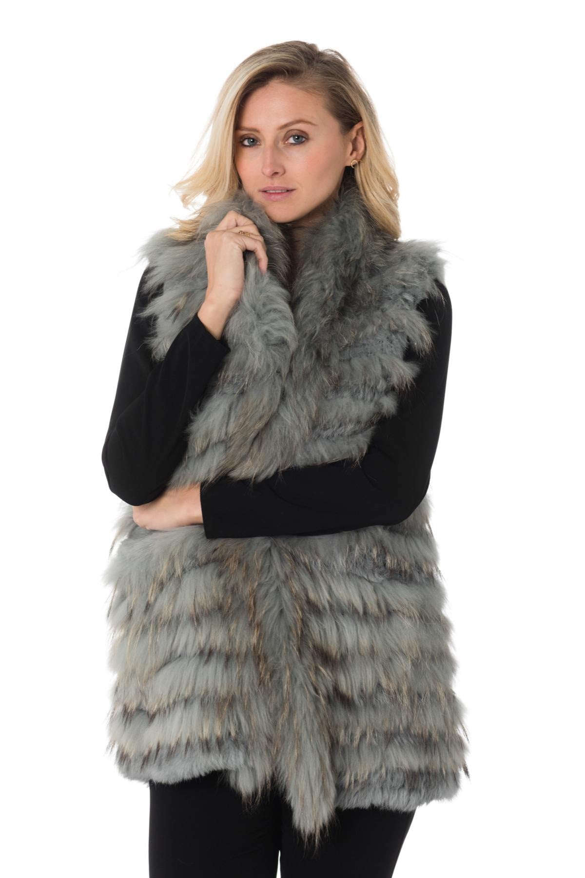 Oakwood Light Blue Sleeveless Fur Vest - Image n°3