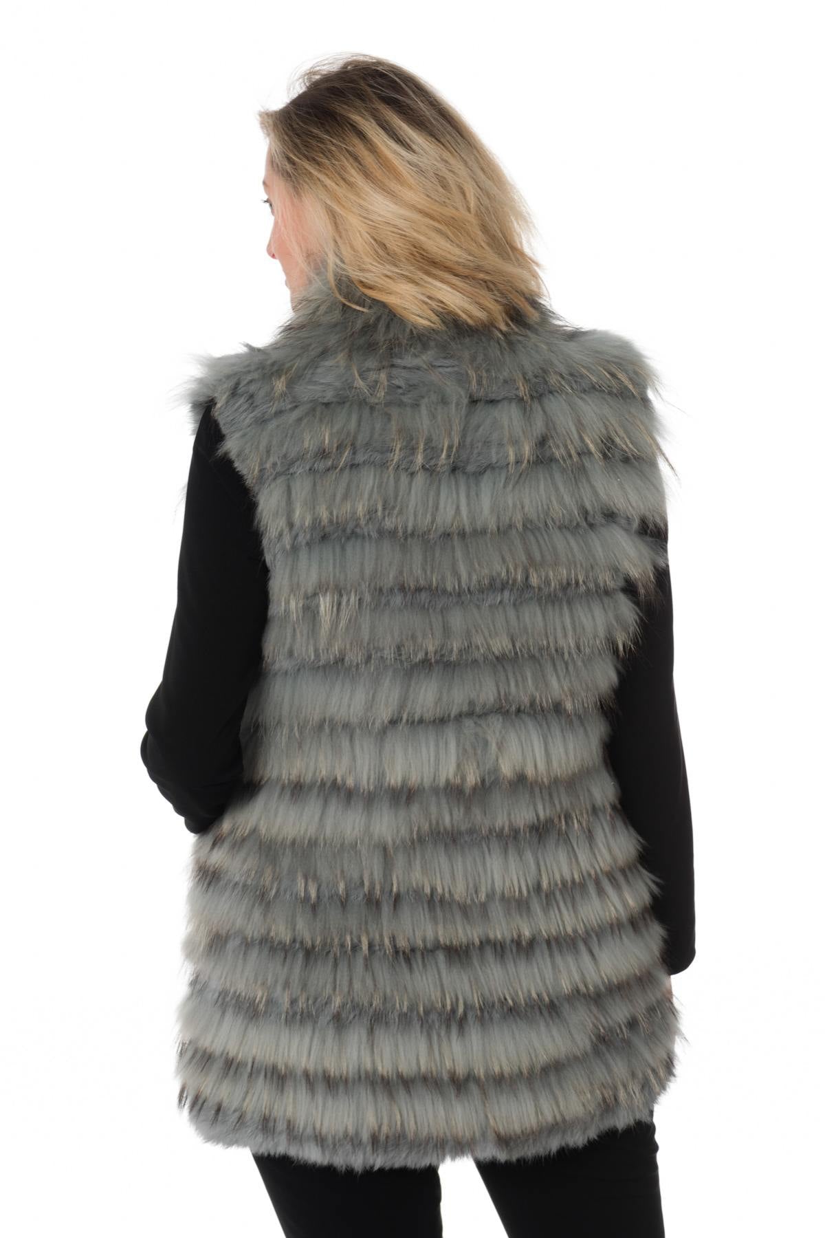 Oakwood Light Blue Sleeveless Fur Vest - Image n°4