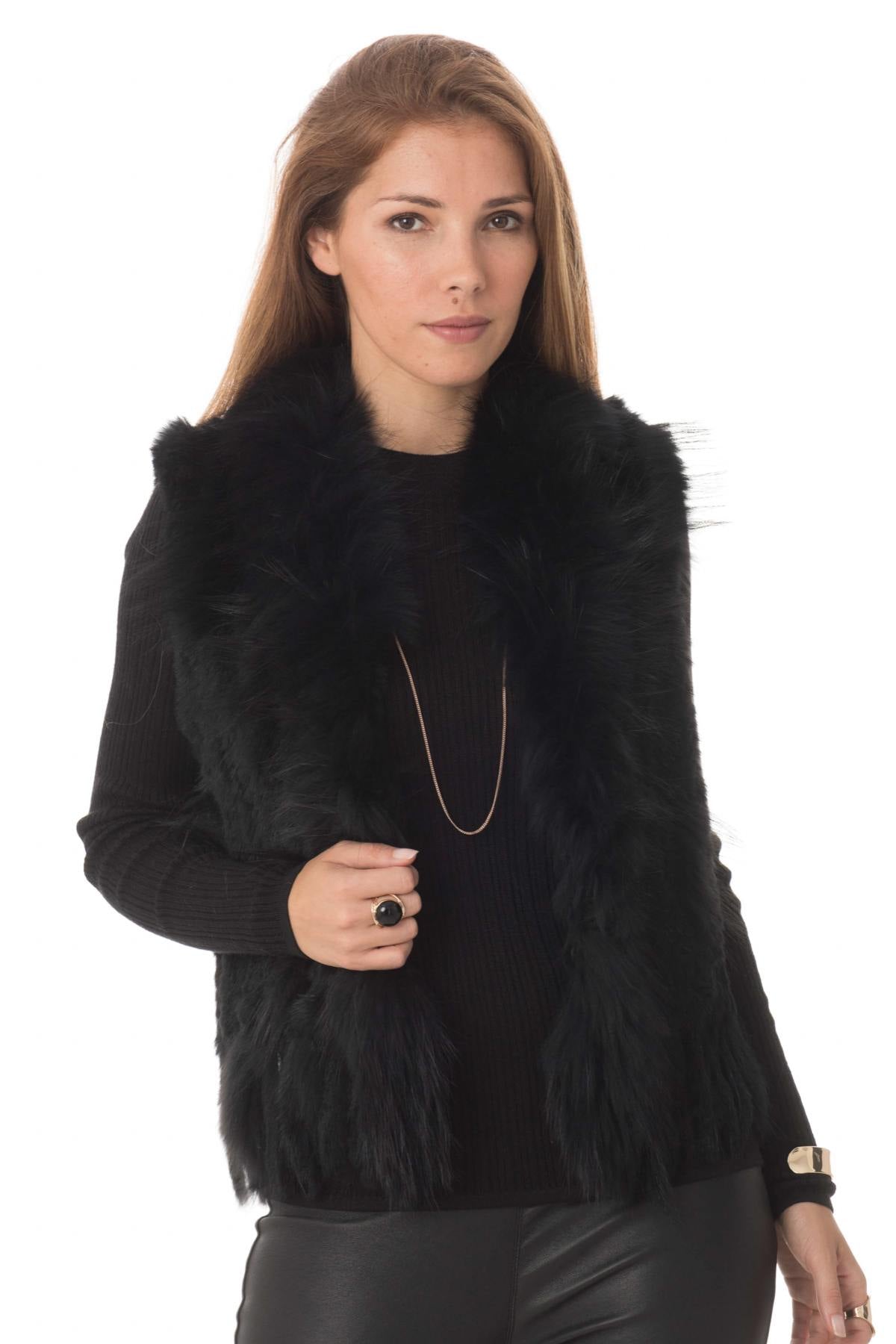 Rabbit and raccoon fur vest - Image n°1