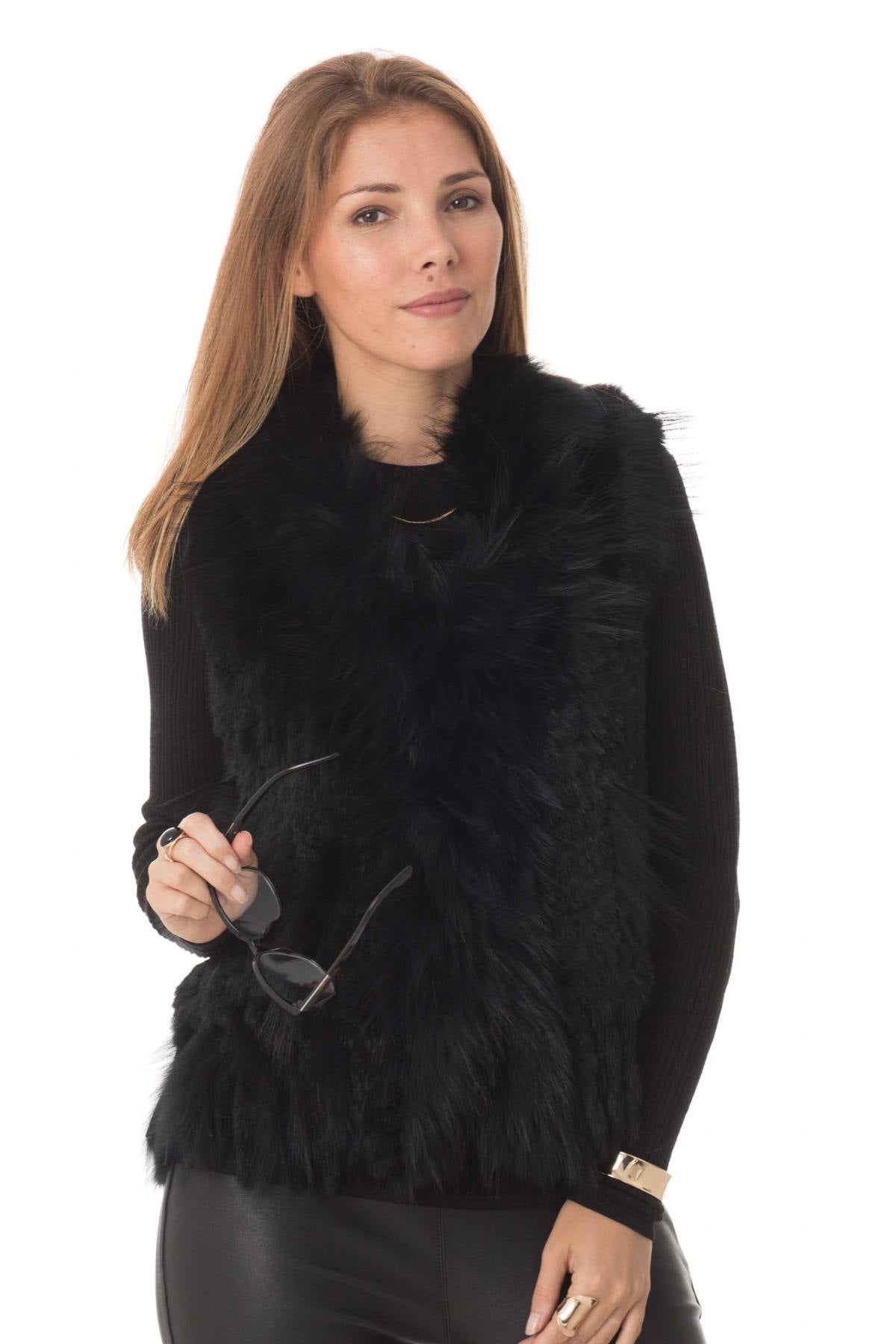 Rabbit and raccoon fur vest - Image n°4