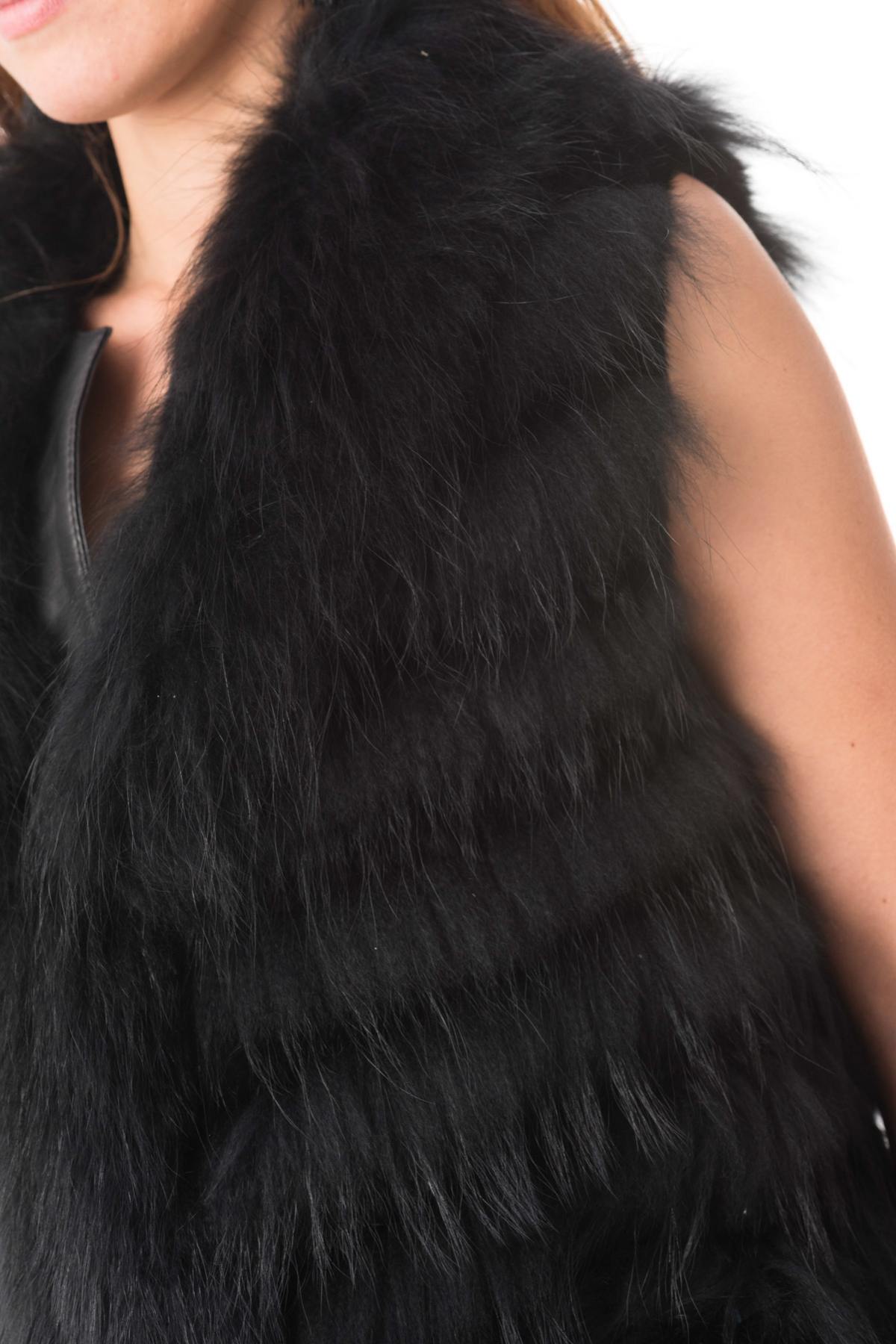 Black rabbit and raccoon fur vest - Image n°6