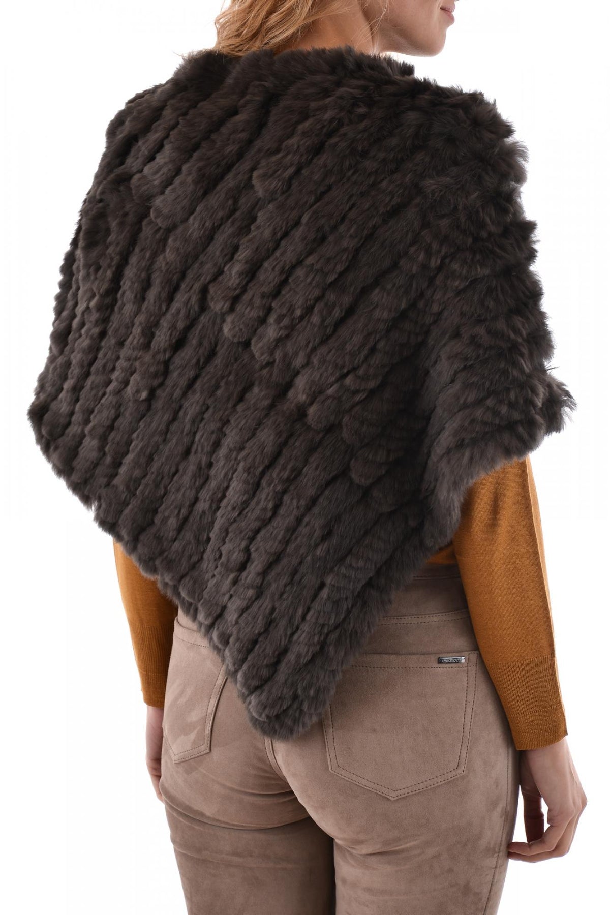 Oakwood khaki rabbit fur poncho - Image n°3