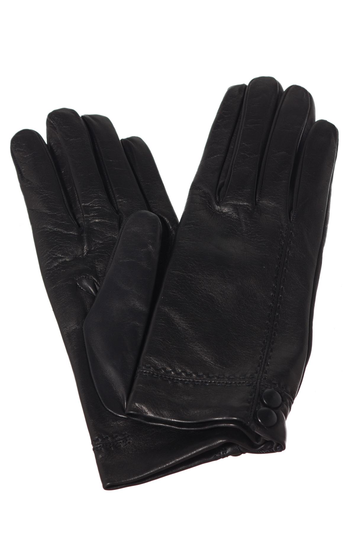 Black sheepskin leather gloves - Image n°1