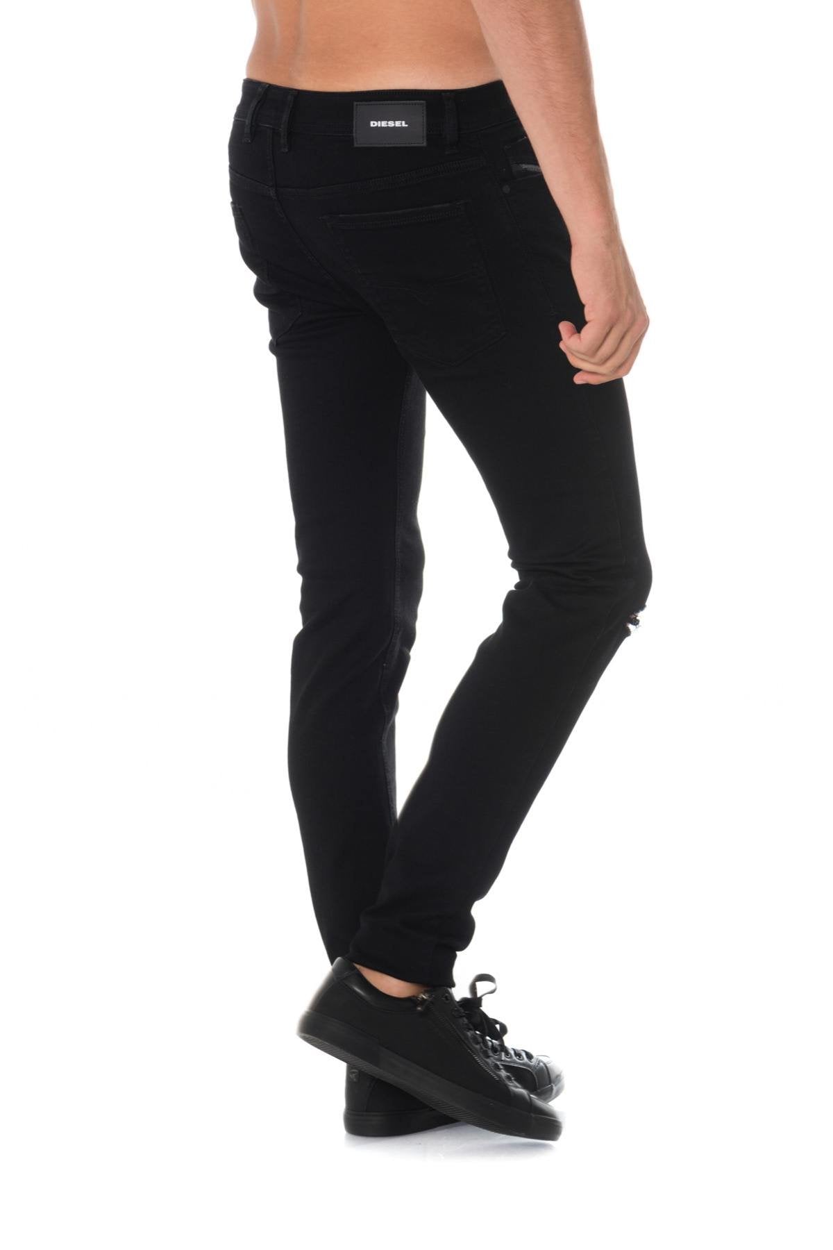 Diesel men's black jeans ripped at the knee - Image n°2