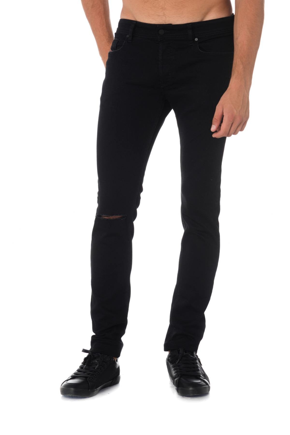 Diesel men's black jeans ripped at the knee - Image n°1