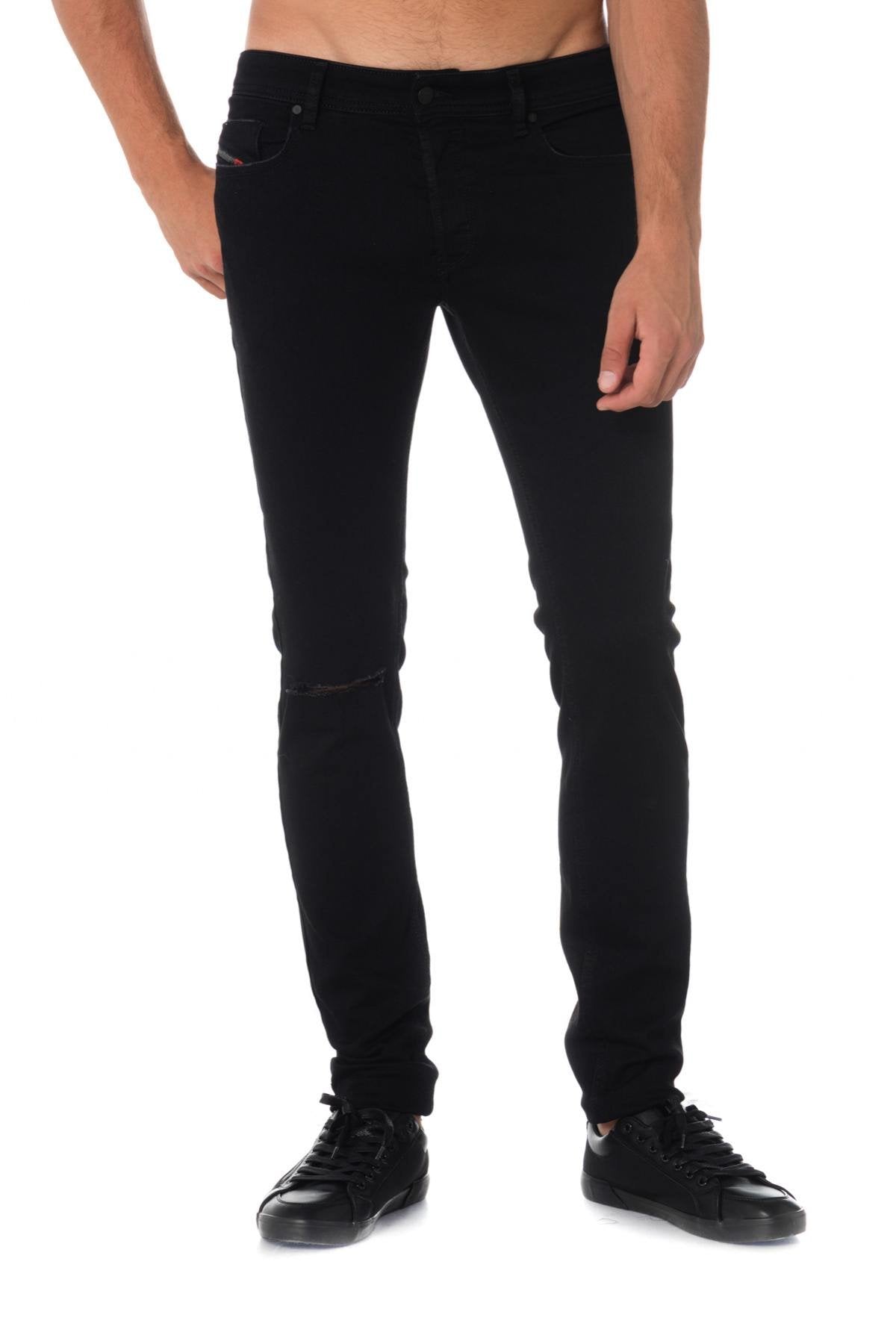 Diesel men's black jeans ripped at the knee - Image n°9