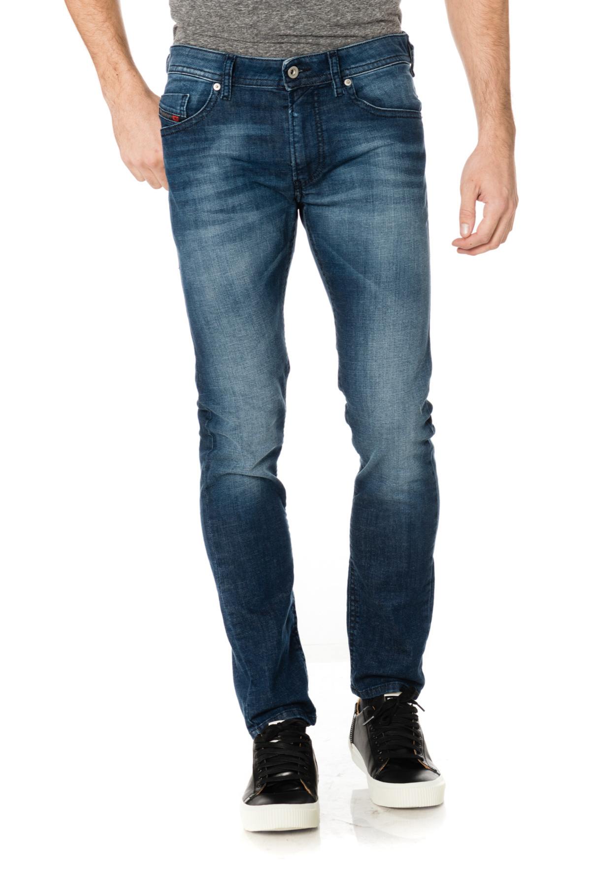  Men's skinny washed blue jeans - Image n°1