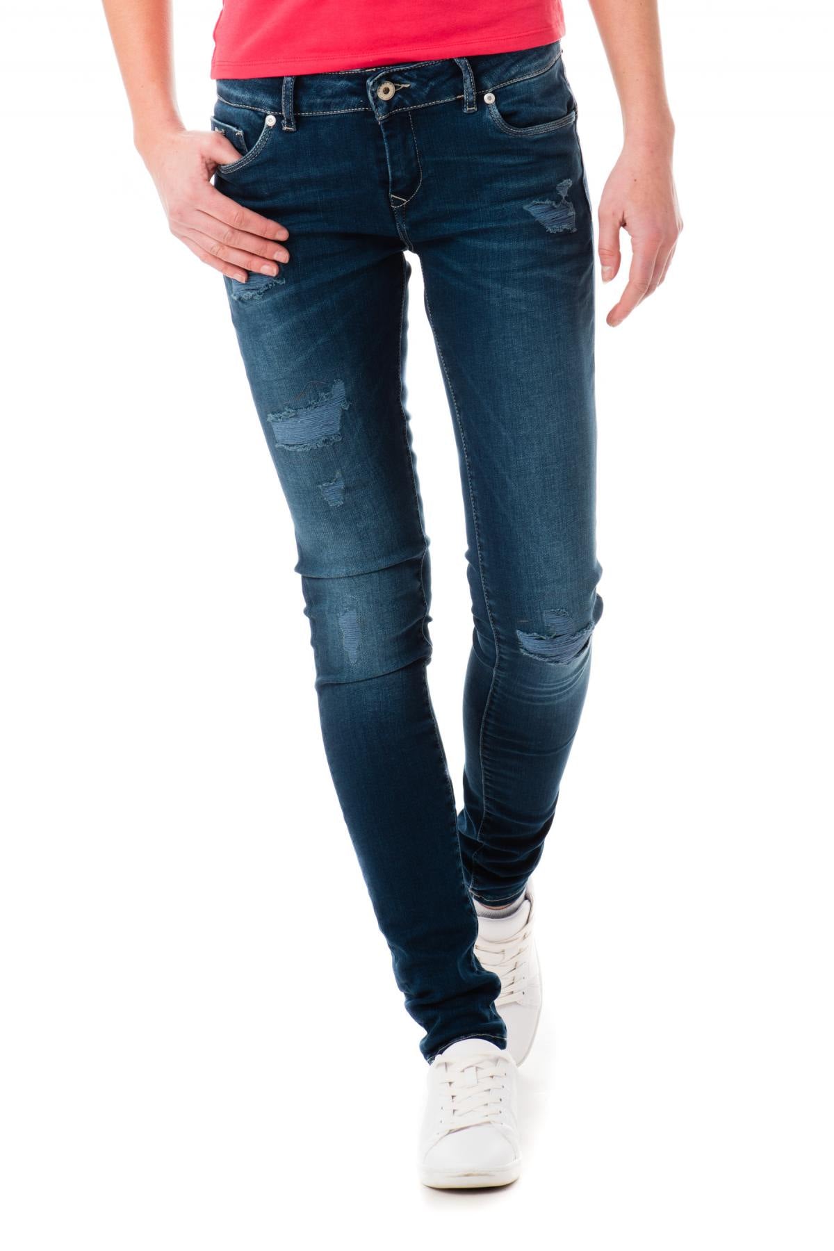 Blue ripped jeans for women slim fit - Image n°3