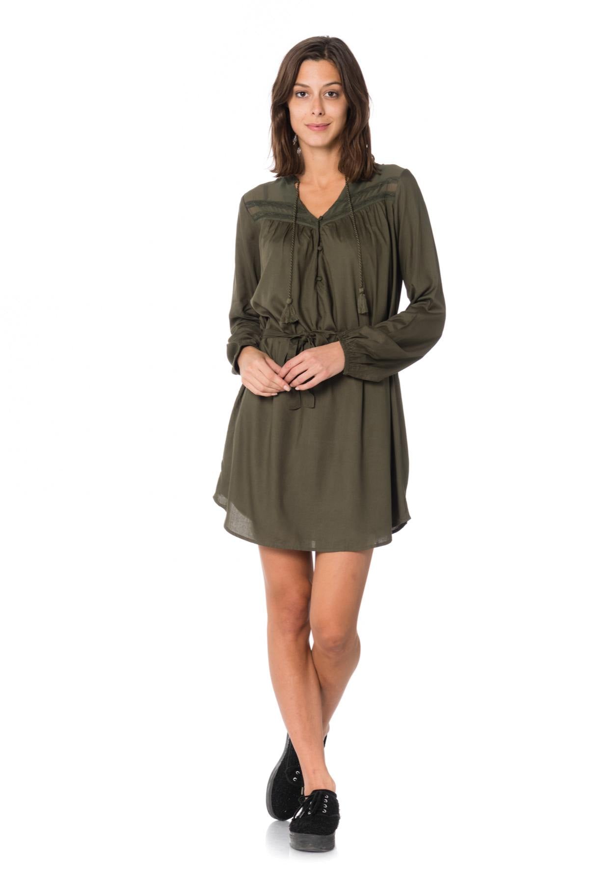 Dress with belt Kaporal khaki color - Image n°2