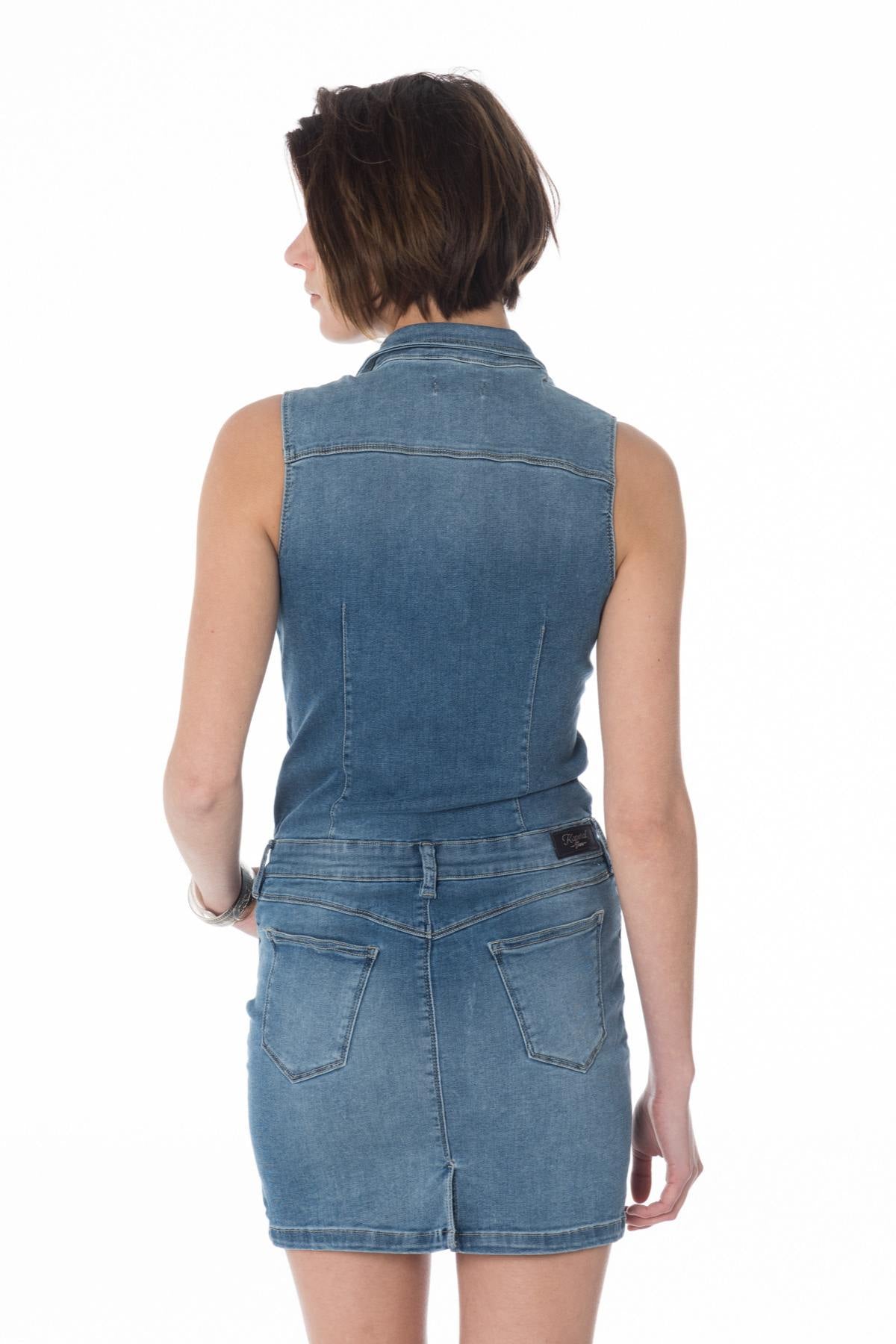 icej style women's sleeveless denim dress - Image n°3