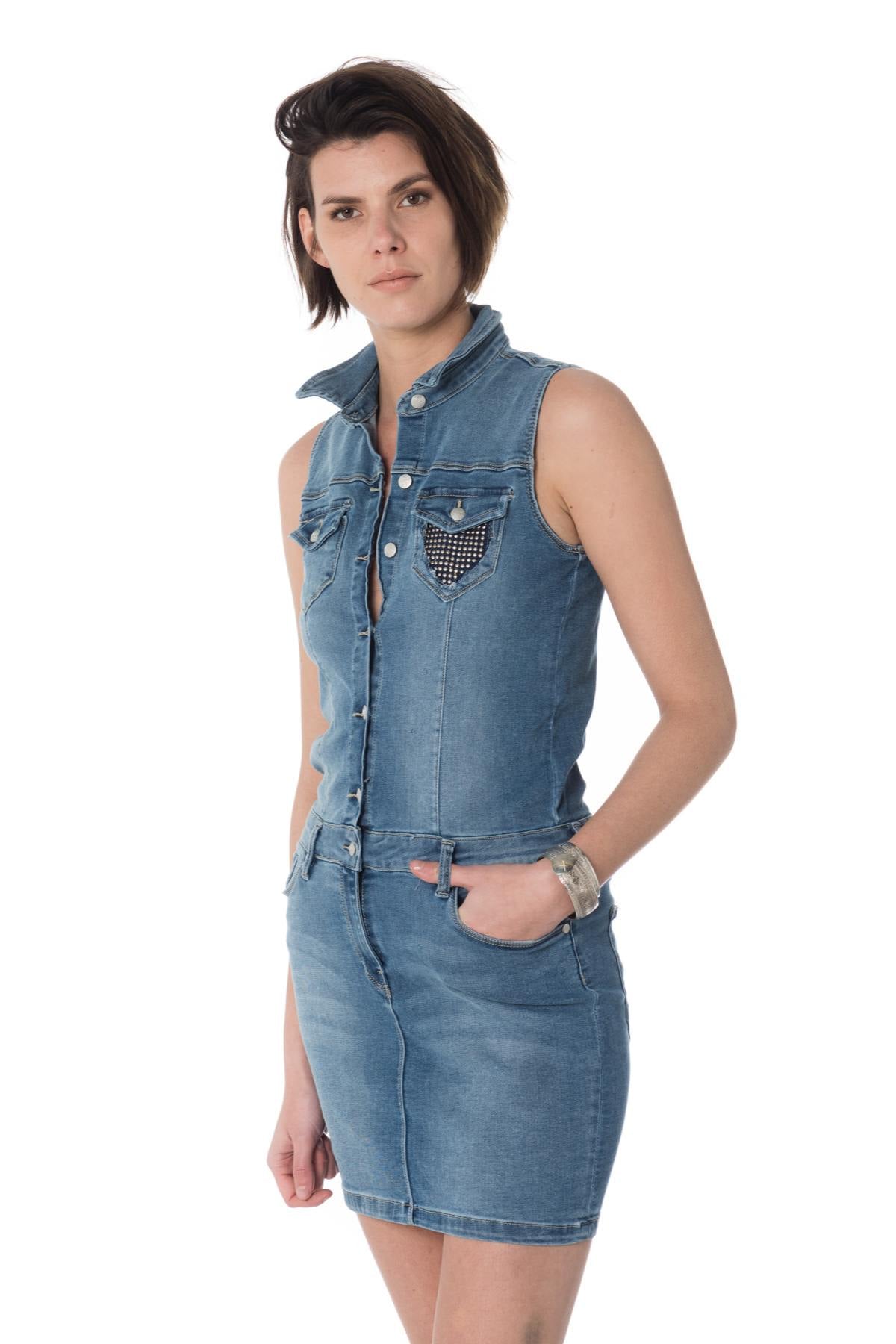 icej style women's sleeveless denim dress - Image n°5