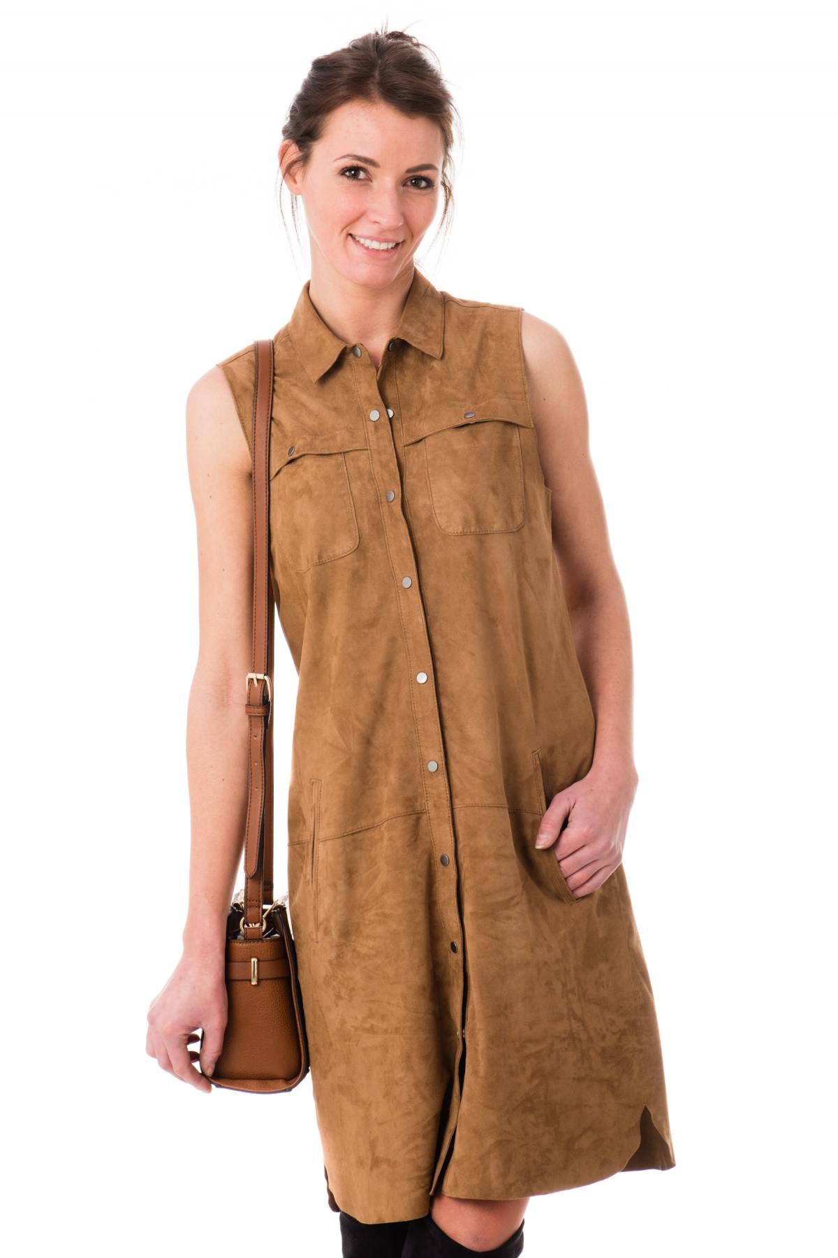 Women's Sleeveless Suede Dress Oakwood - Image n°1